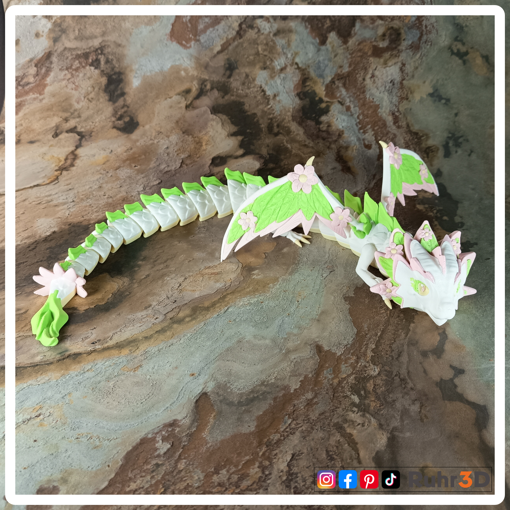 Floral Empress - Kaiserin der Blüten - 4-farbig • Beweglicher Drache • Flexibel • Dekoration •