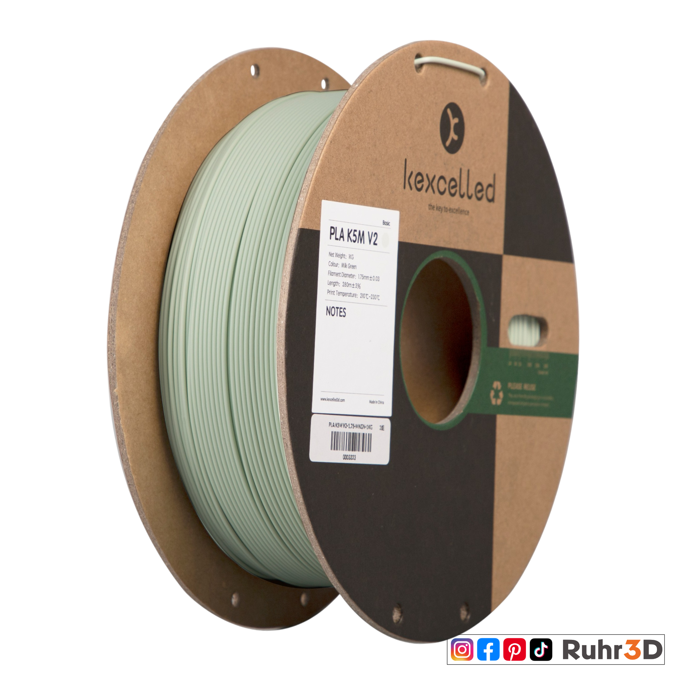 PLA Matt - Milk Green - 1,75mm / 1,0kg