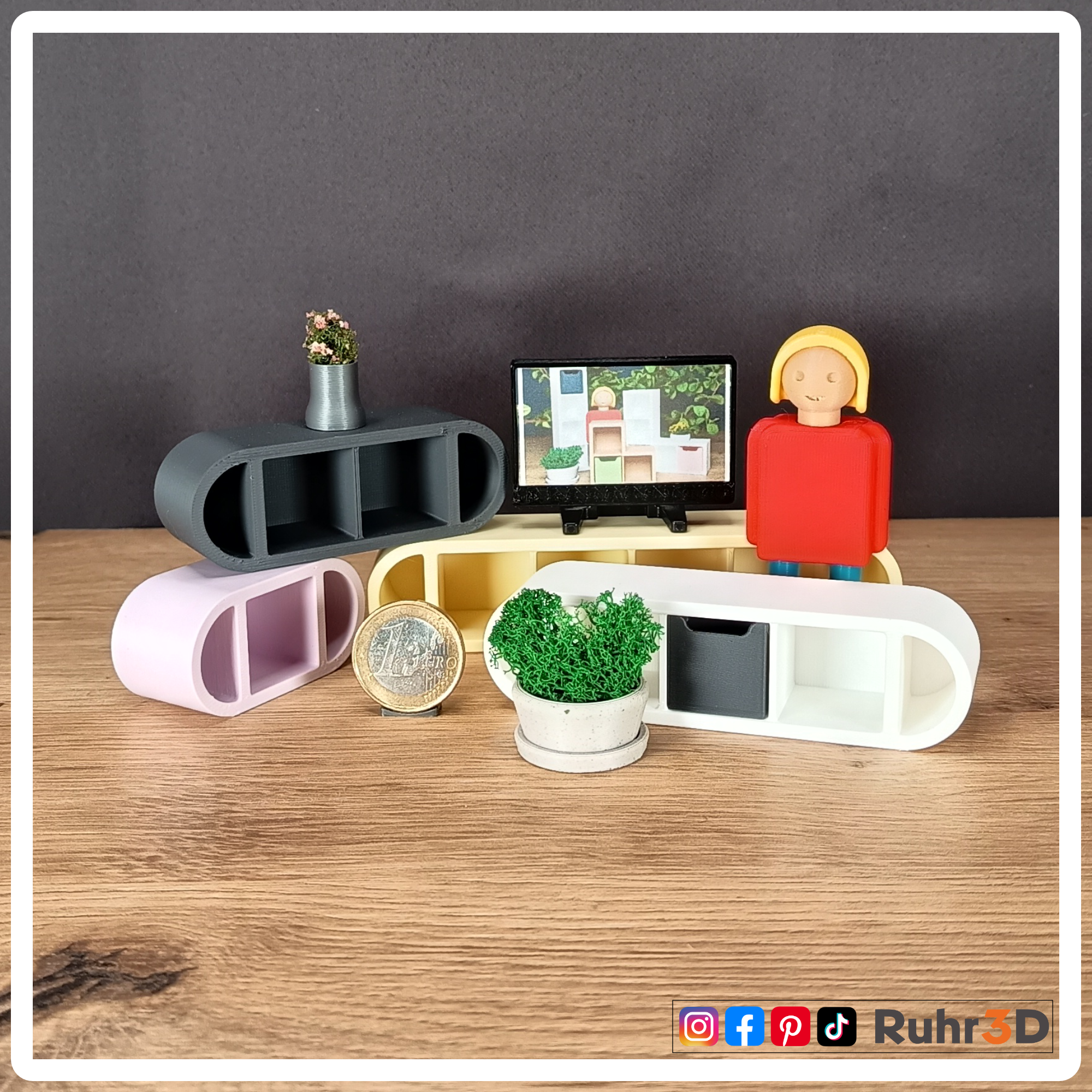 Miniatur Fernsehregal - Modell A • Wichtel, Fee, Puppenhaus, Miniverse, Fanart, Dekoration •