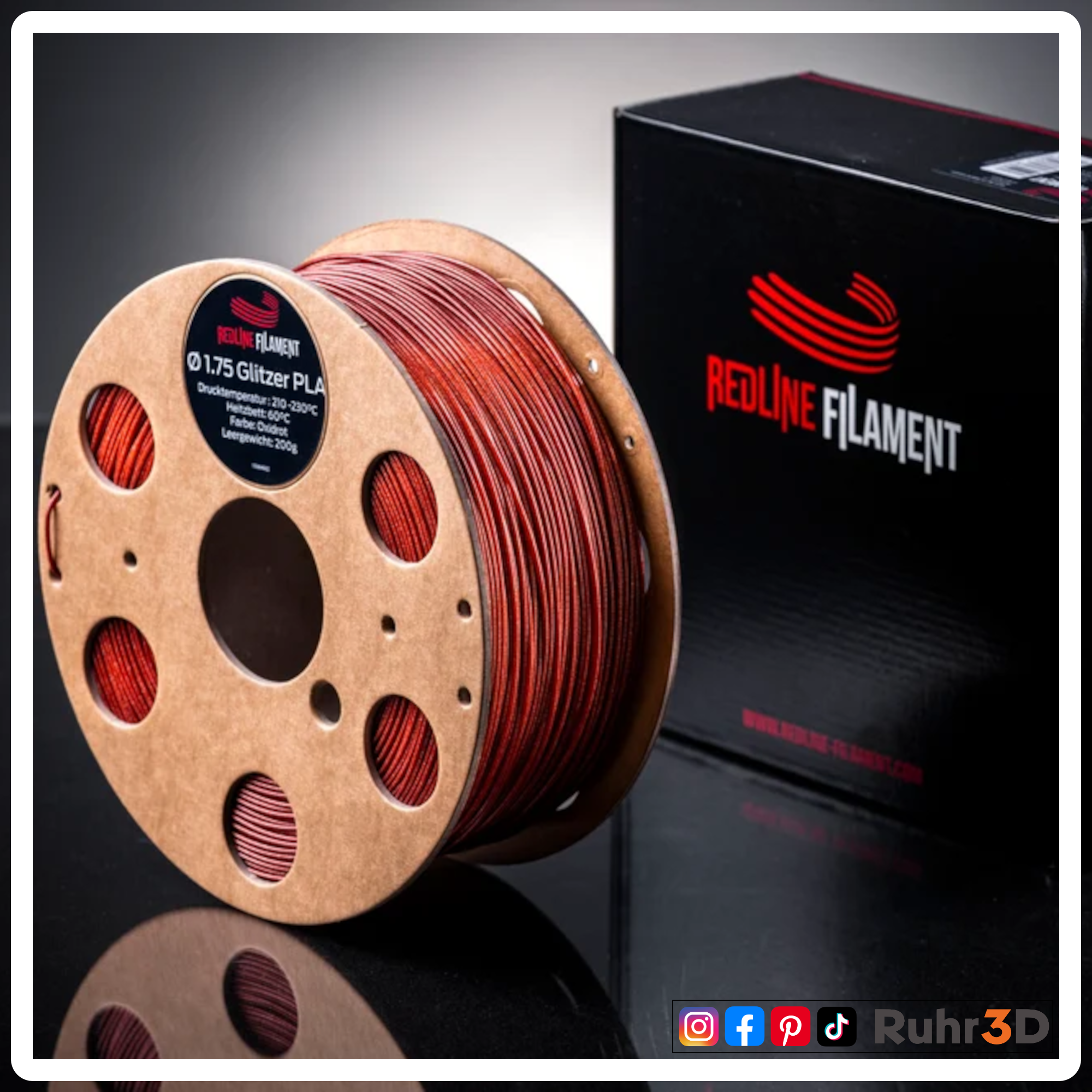 PLA Glitzer - Rotorange - 1,75mm / 1,0kg