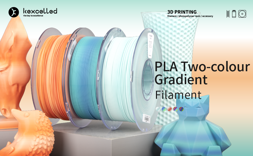 PLA Gradient - Cherry Tomato-White - 1,75mm / 1,0kg