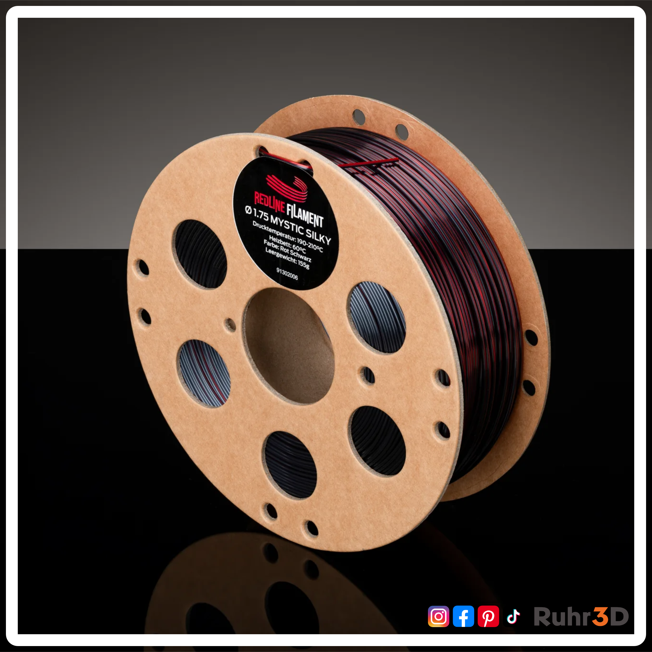 PLA Mystic Silky 1,75mm - Rot Schwarz - 1,0kg