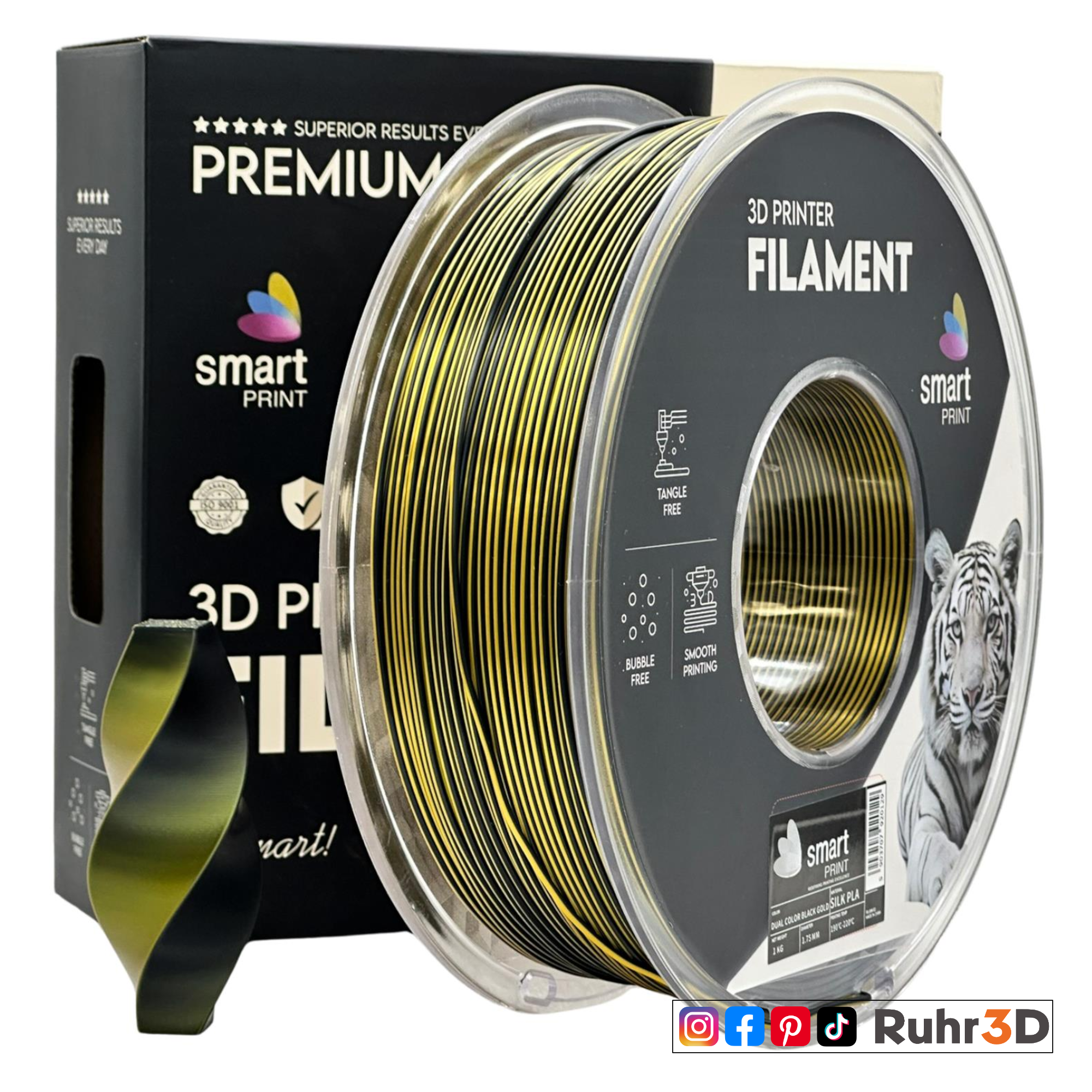 PLA Silk Dual Color - Black Gold - 1,75mm / 1,0kg