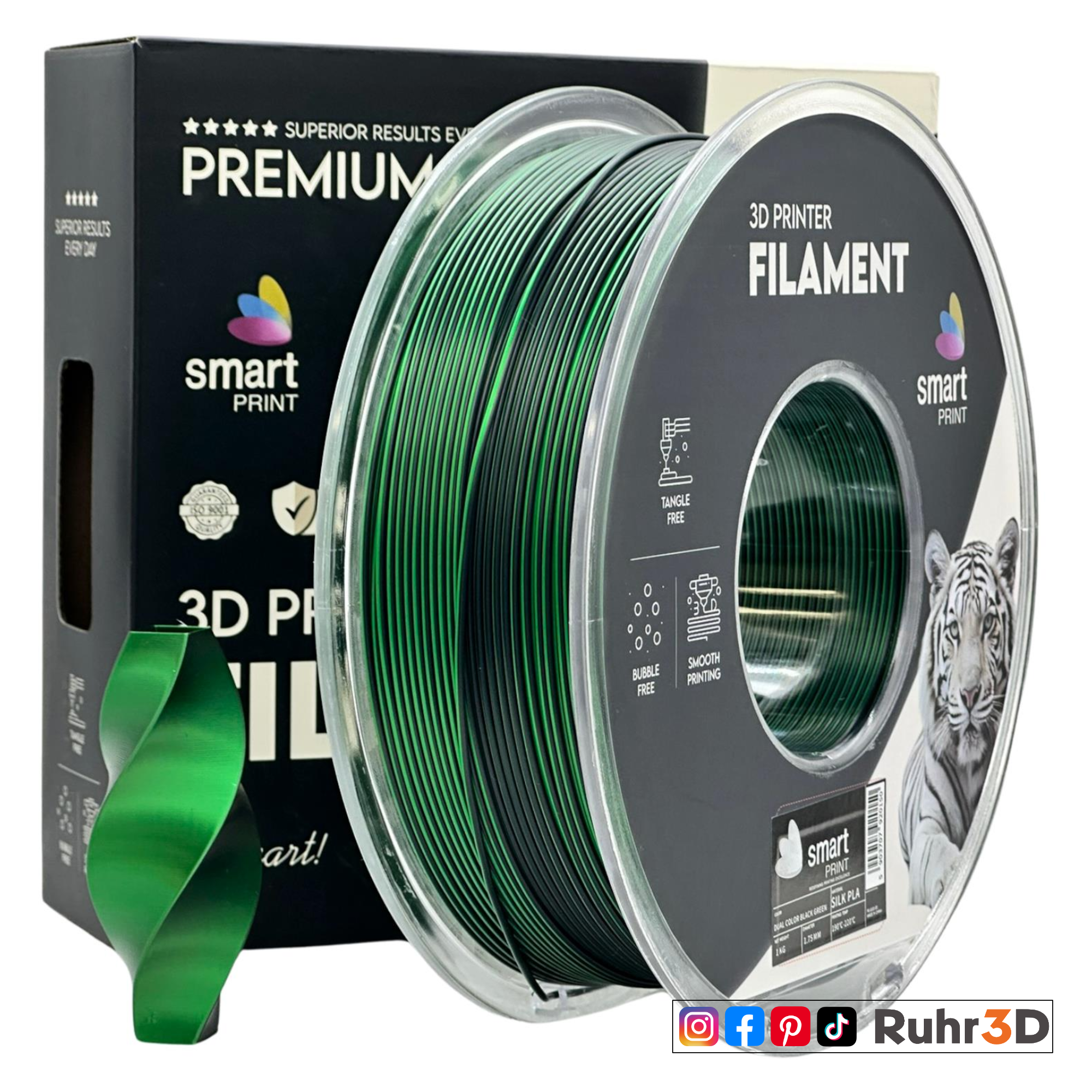 PLA Silk Dual Color - Black Green - 1,75mm / 1,0kg
