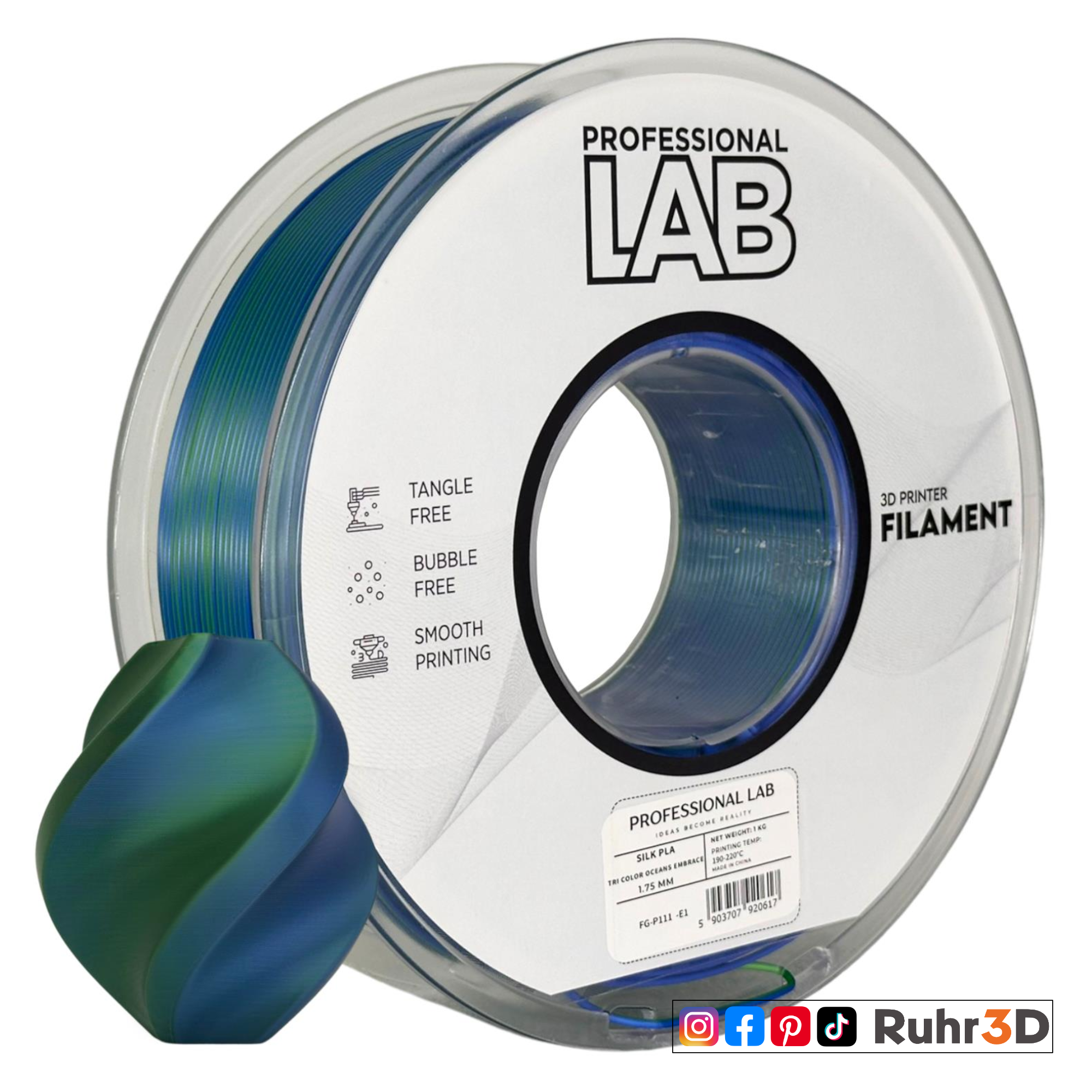 PLA Silk Tri Color - Oceans Embrace - 1,75mm / 1,0kg