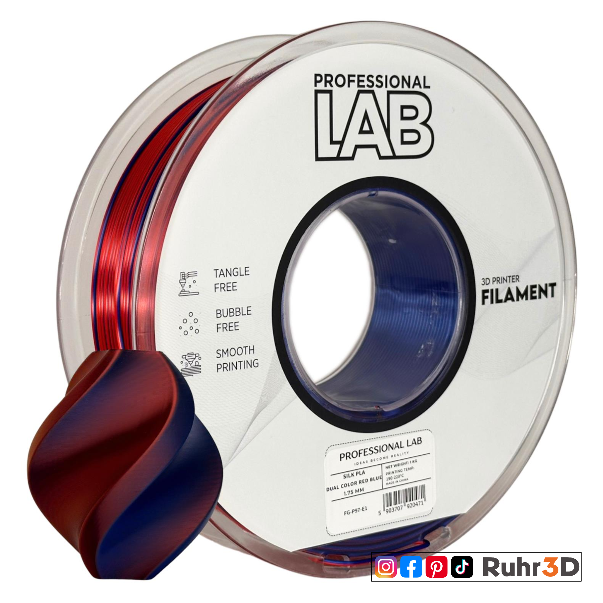 PLA Silk Dual Color - Red Blue - 1,75mm / 1,0kg