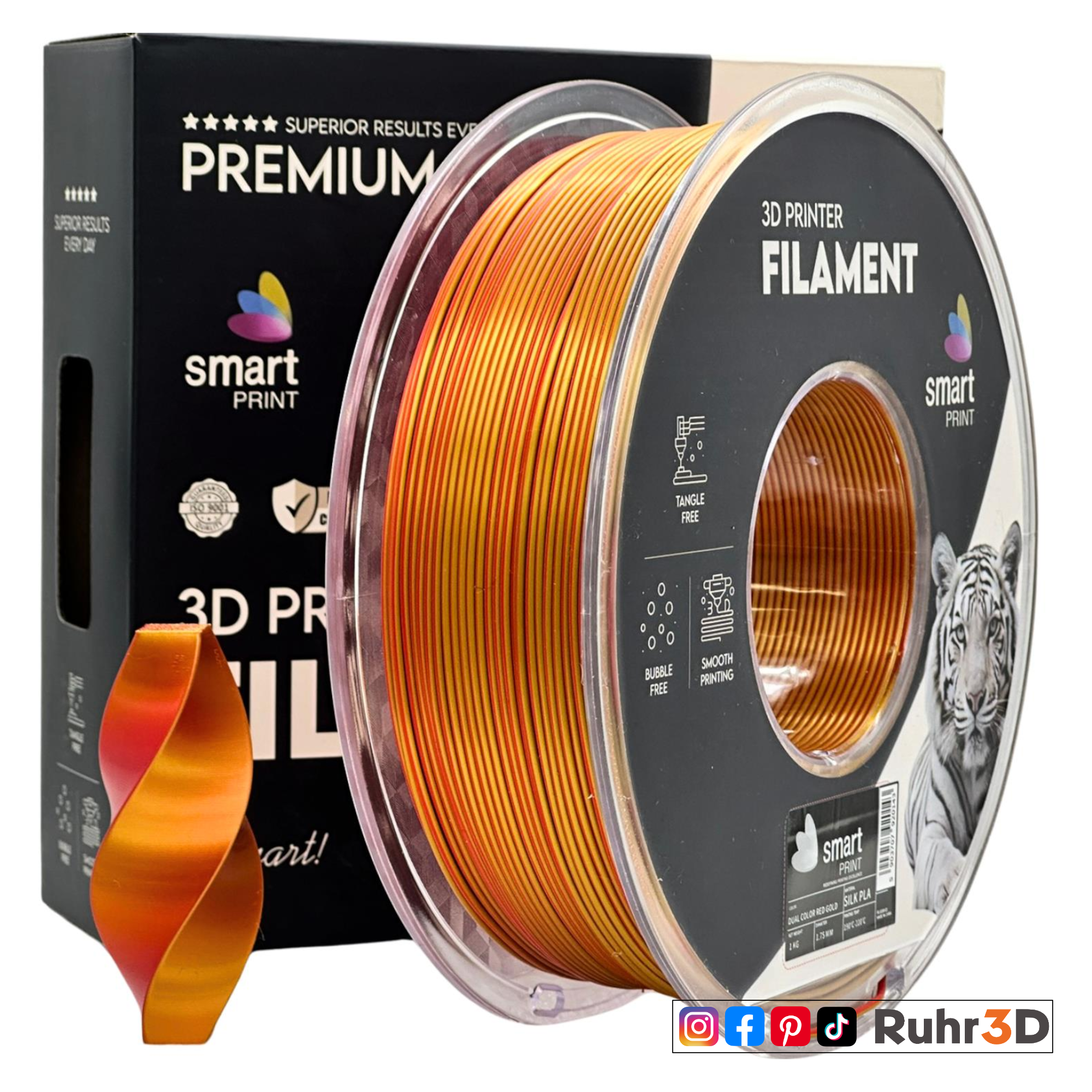 PLA Silk Dual Color - Red Gold - 1,75mm / 1,0kg