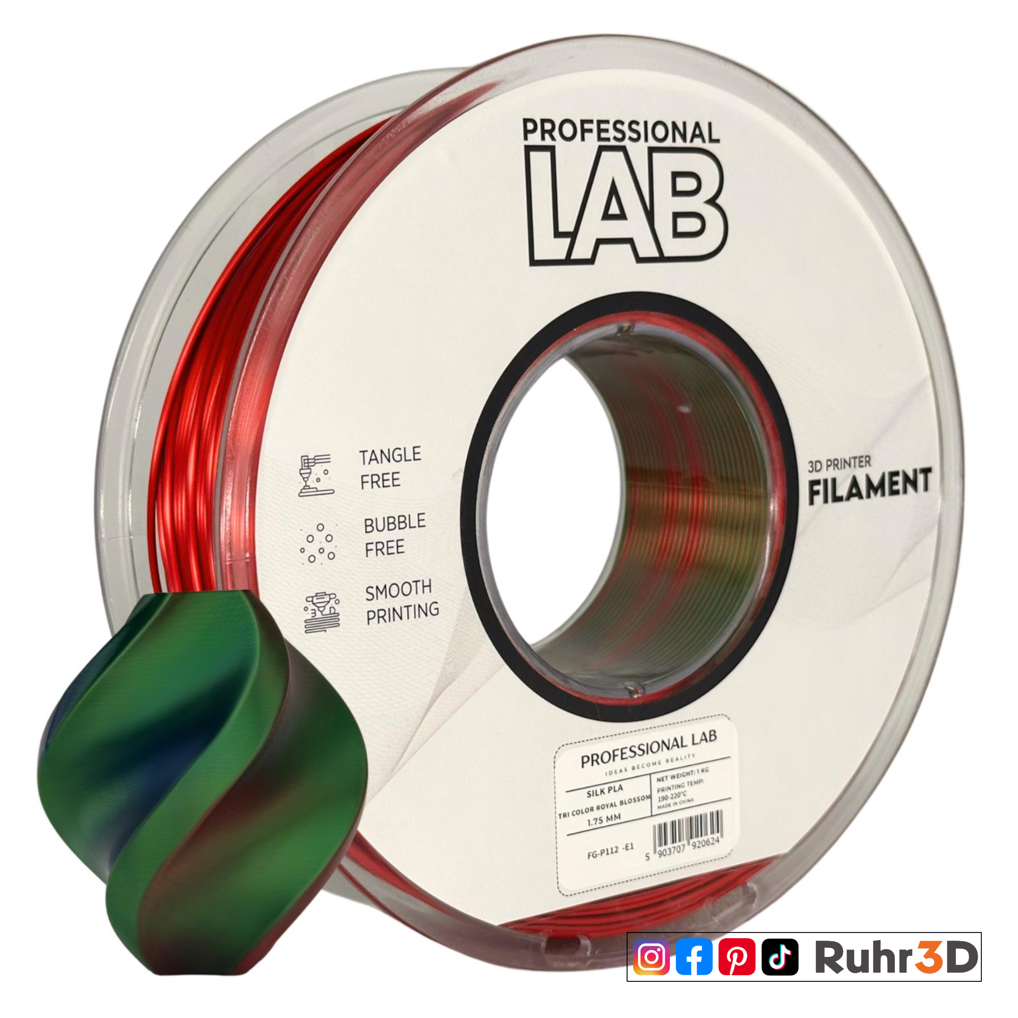 PLA Silk Tri Color - Royal Blossom - 1,75mm / 1,0kg
