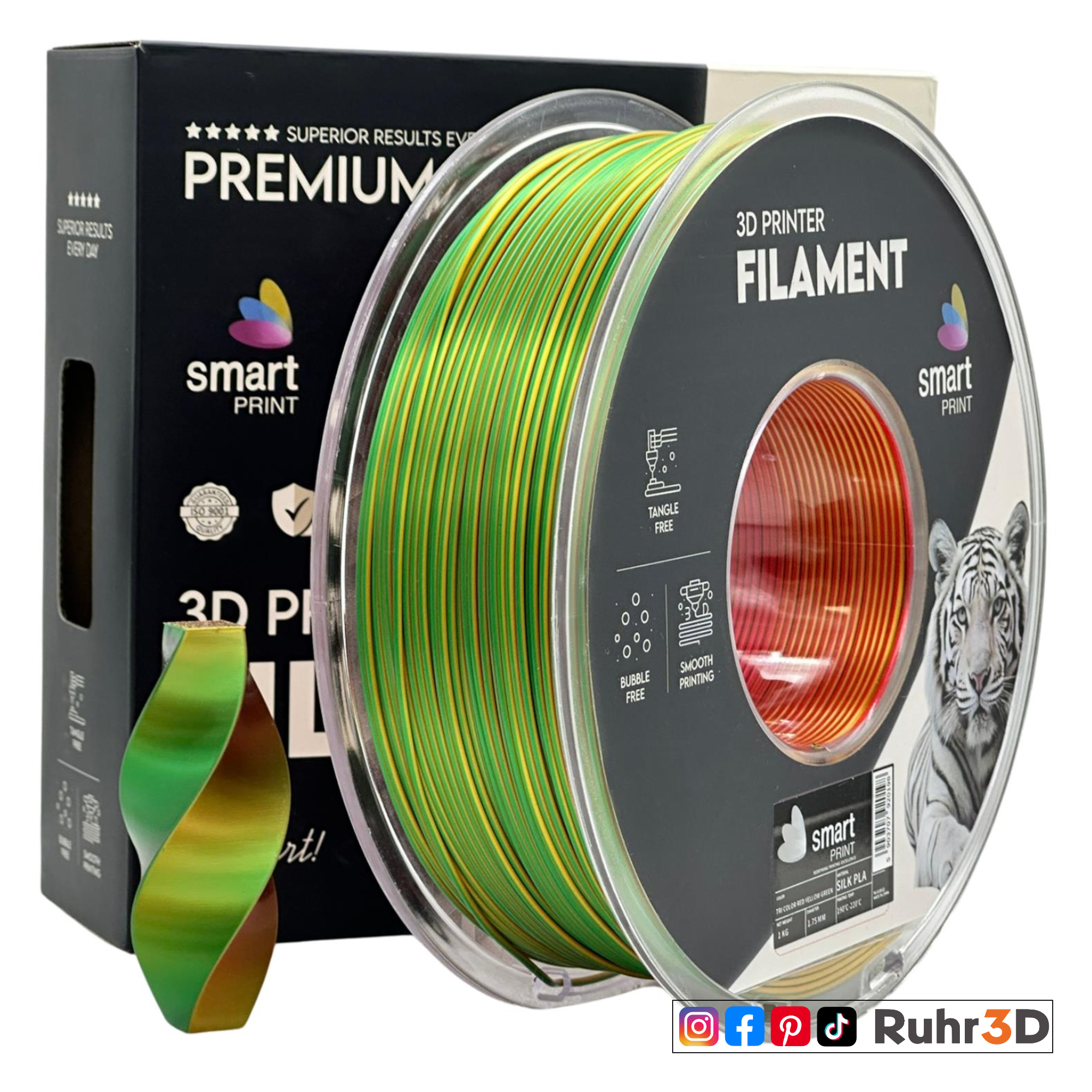 PLA Silk Tri Color - Red Yellow Green - 1,75mm / 1,0kg
