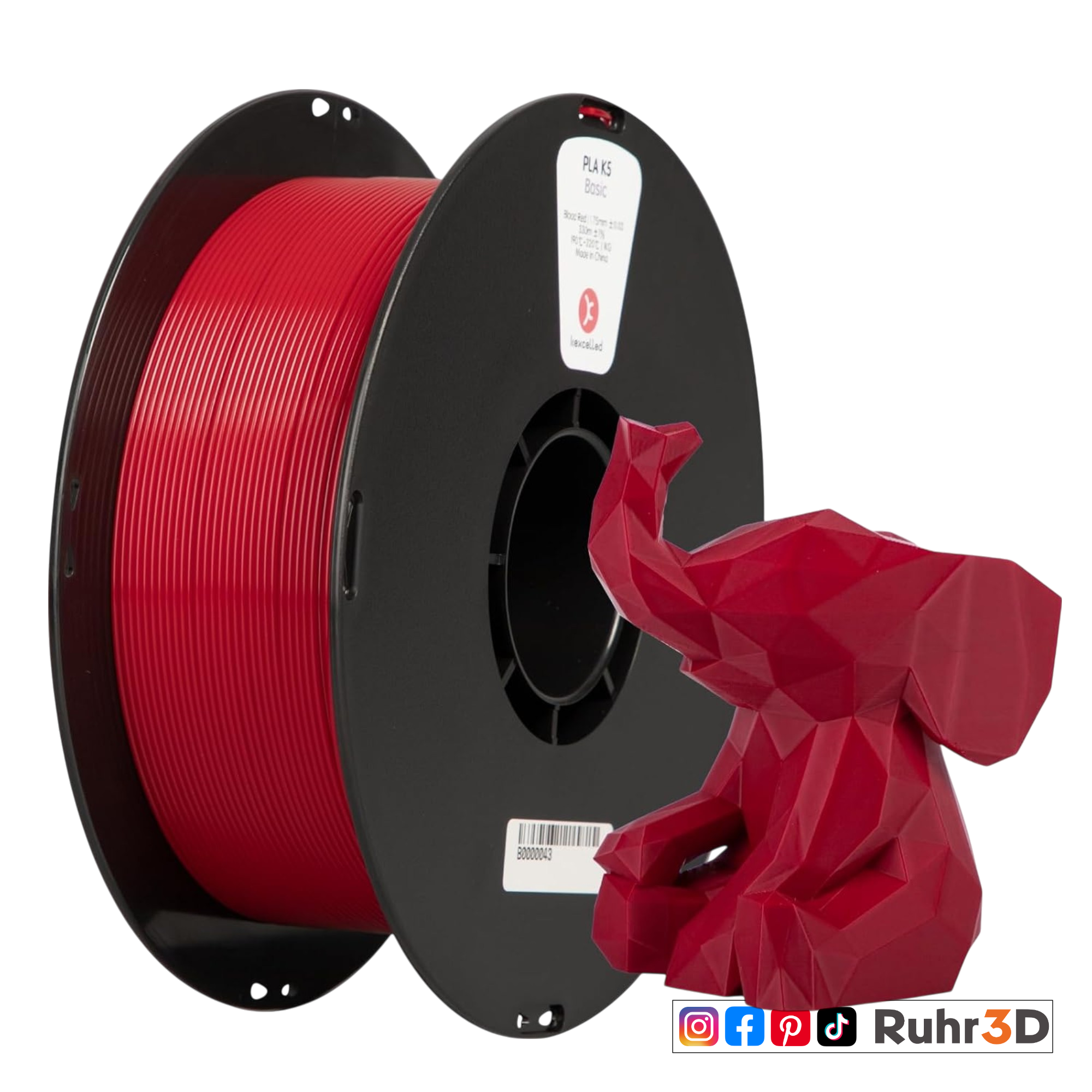 PLA - Burgundy Red - 1,75mm / 1,0kg