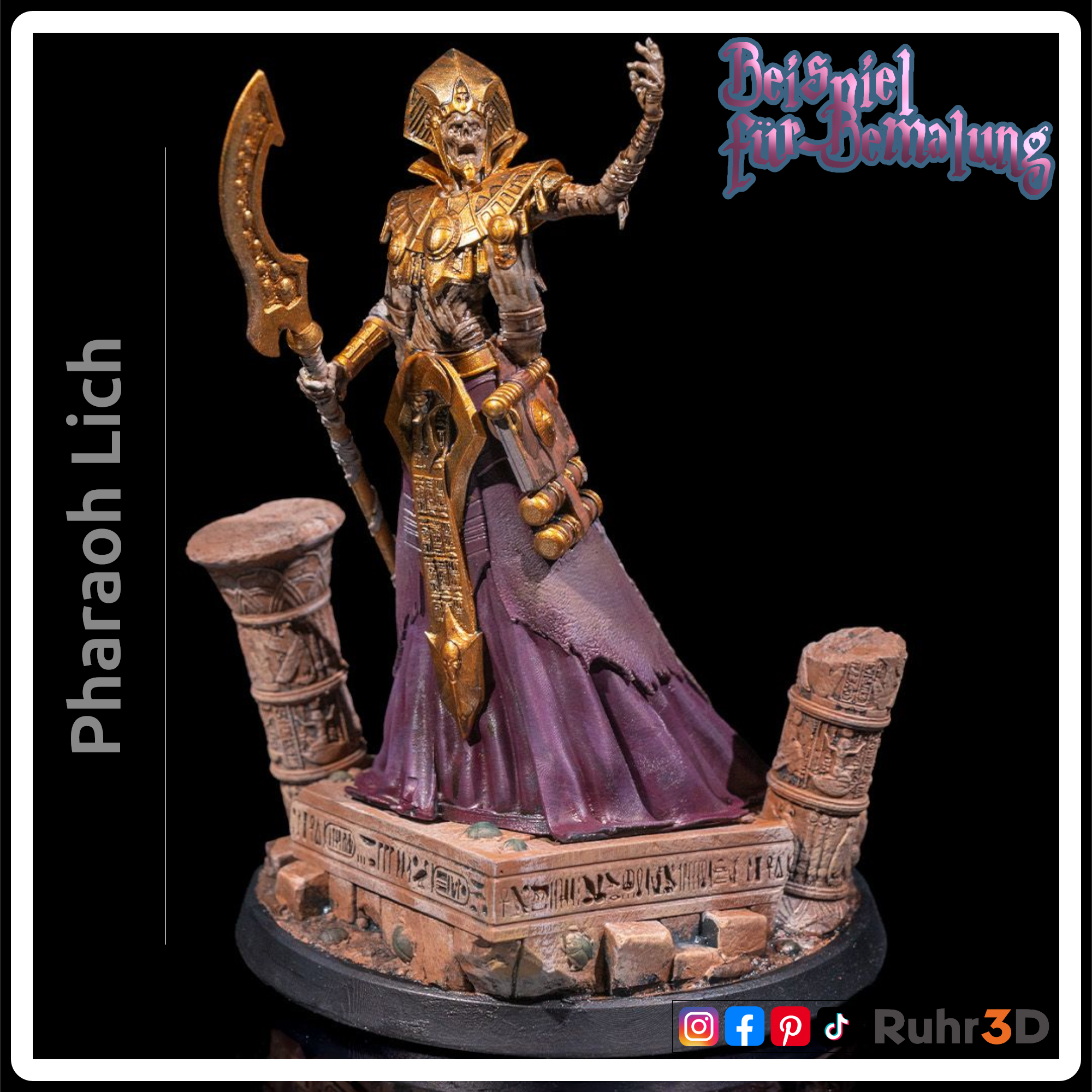 Pharaoh Lich - Sands of Time • 32mm • Tabletop • RPG • Miniatur • Unbemalte Kunstharzfigur •