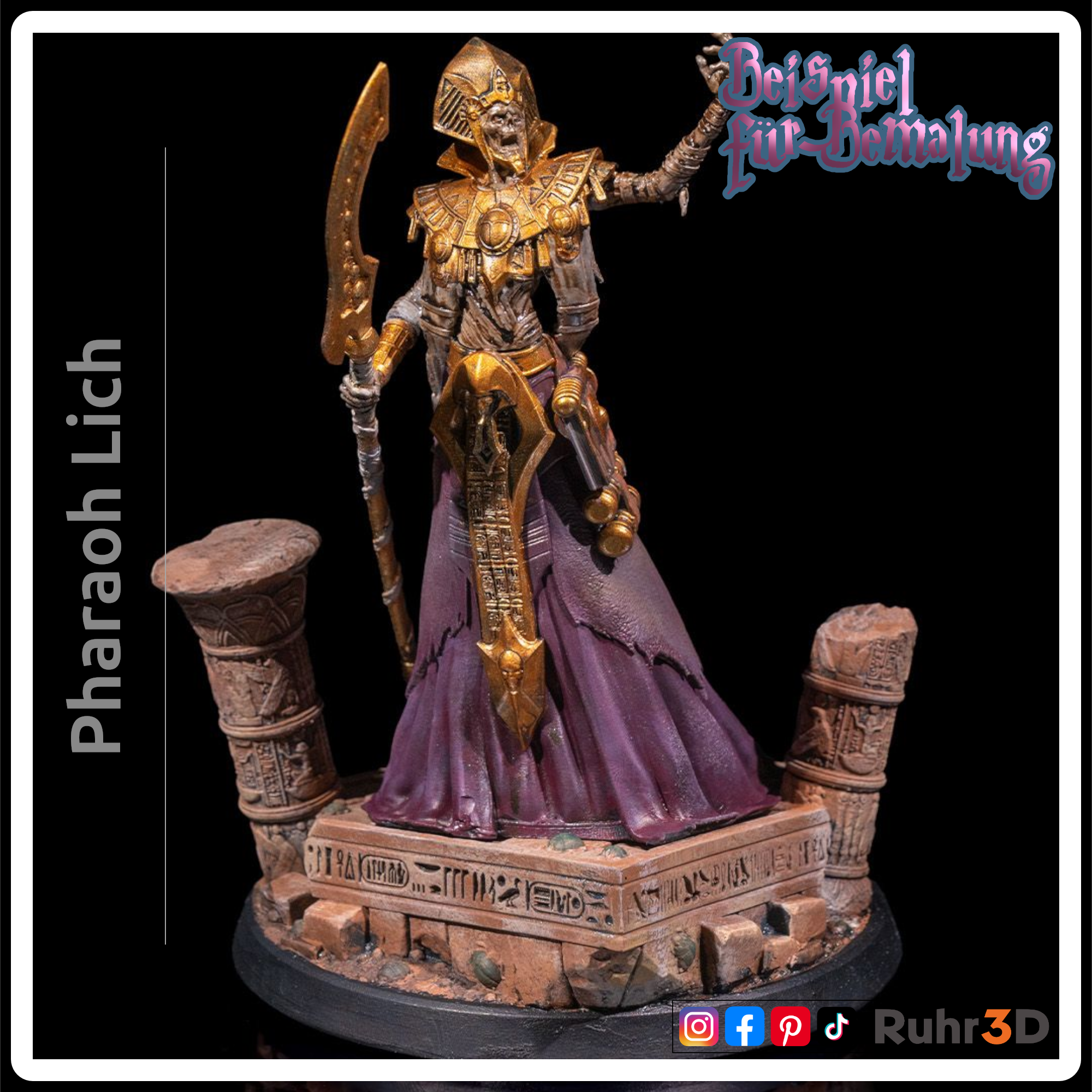 Pharaoh Lich - Sands of Time • 32mm • Tabletop • RPG • Miniatur • Unbemalte Kunstharzfigur •