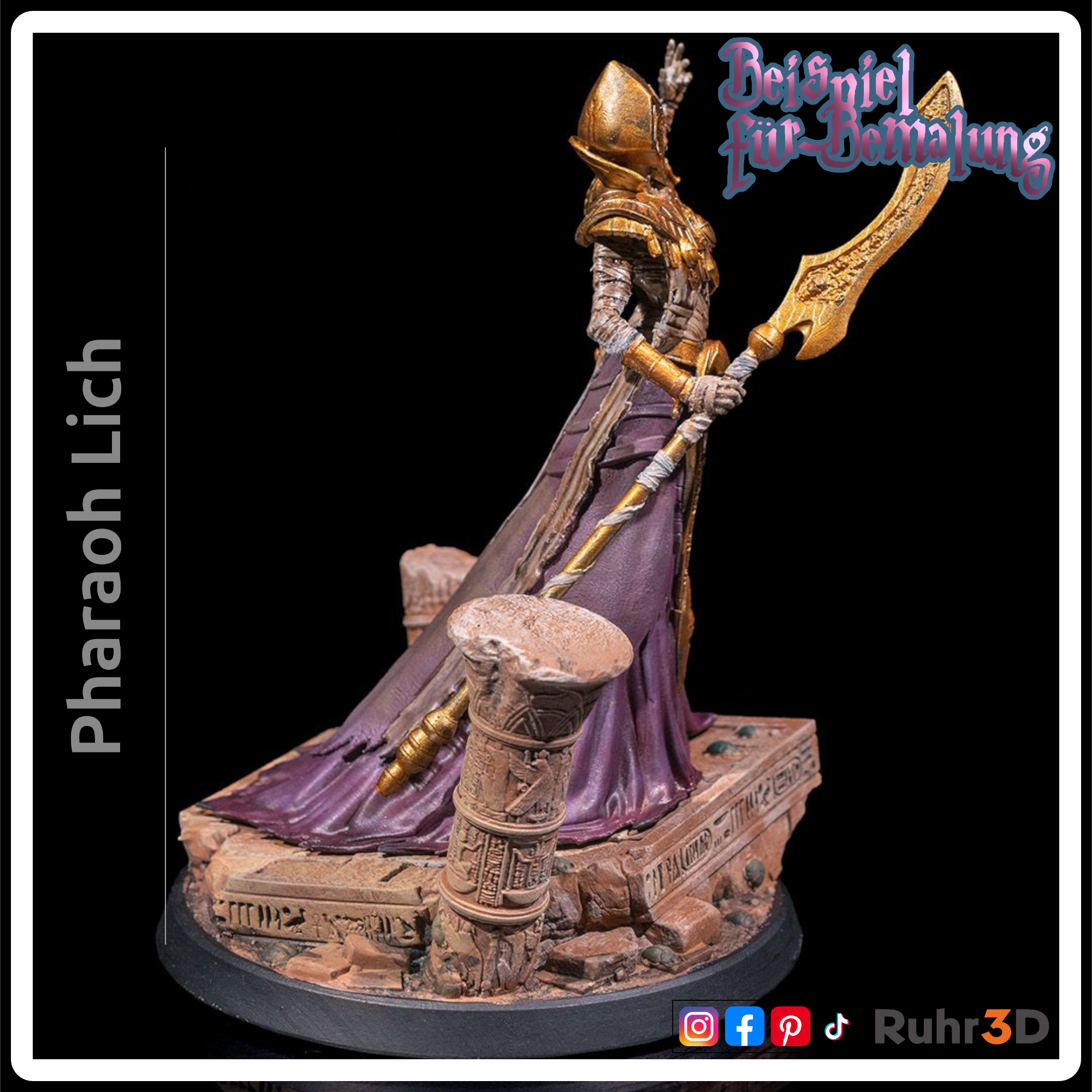Pharaoh Lich - Sands of Time • 32mm • Tabletop • RPG • Miniatur • Unbemalte Kunstharzfigur •