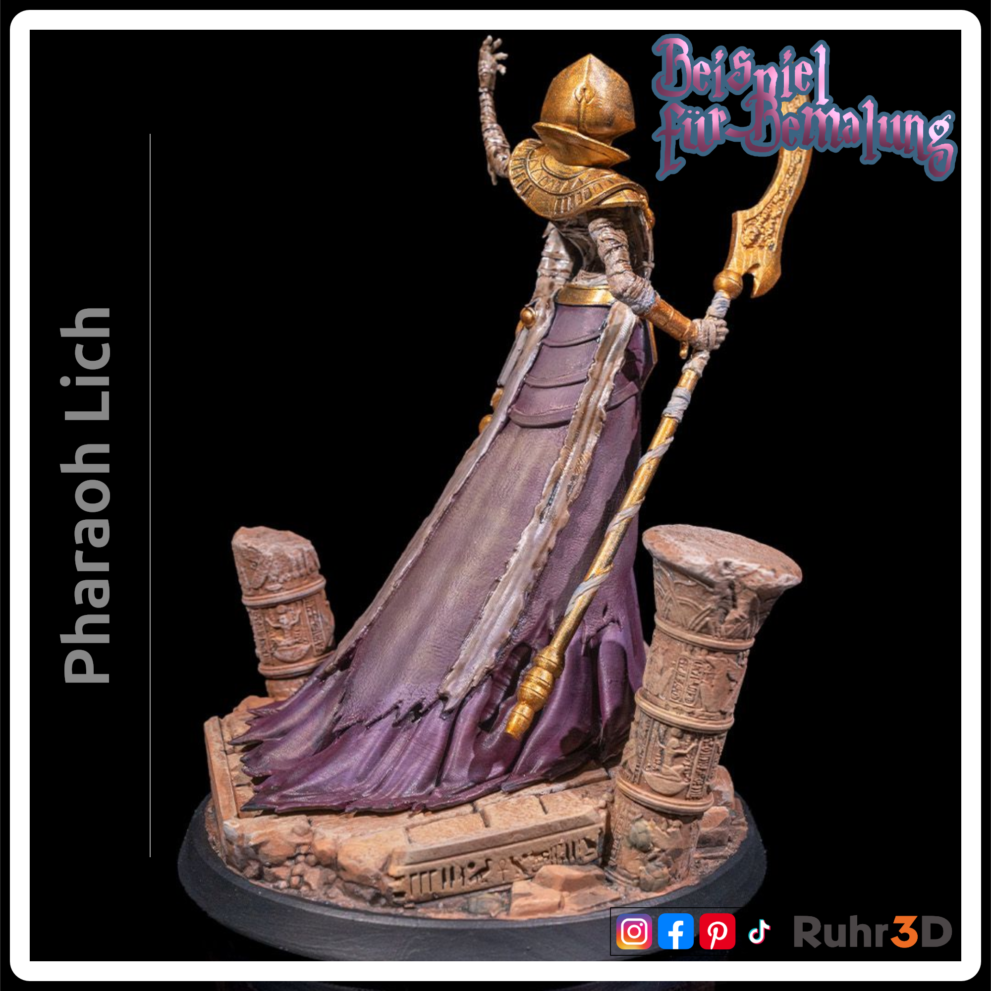 Pharaoh Lich - Sands of Time • 32mm • Tabletop • RPG • Miniatur • Unbemalte Kunstharzfigur •