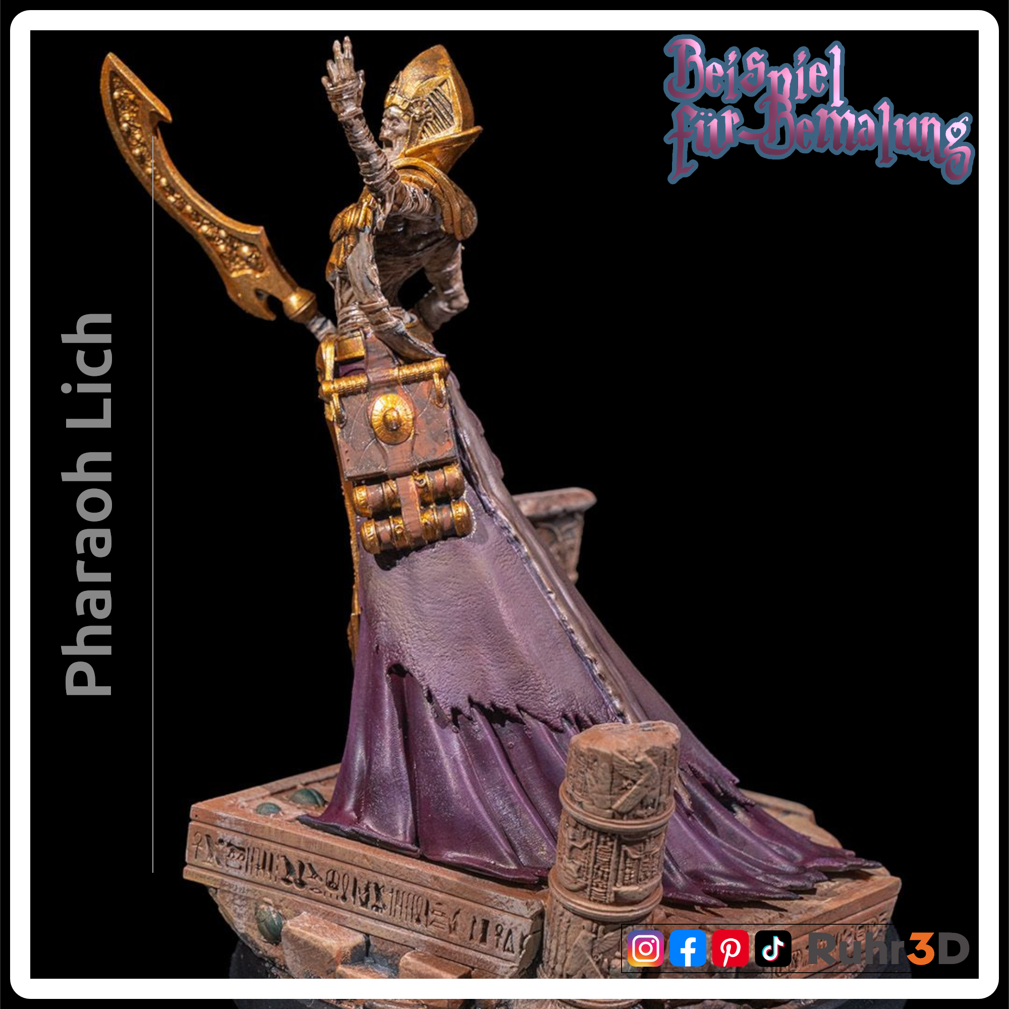 Pharaoh Lich - Sands of Time • 32mm • Tabletop • RPG • Miniatur • Unbemalte Kunstharzfigur •