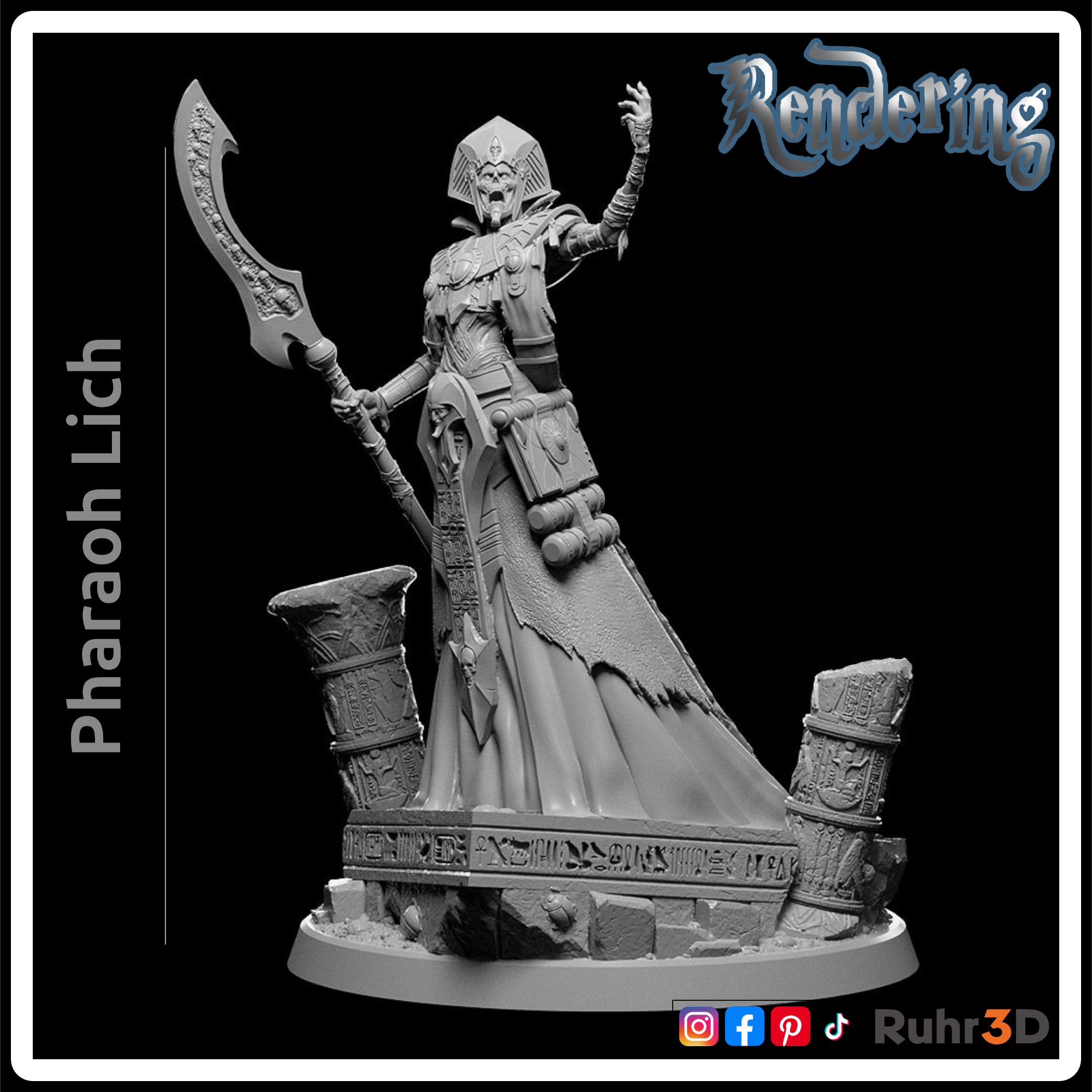 Pharaoh Lich - Sands of Time • 32mm • Tabletop • RPG • Miniatur • Unbemalte Kunstharzfigur •