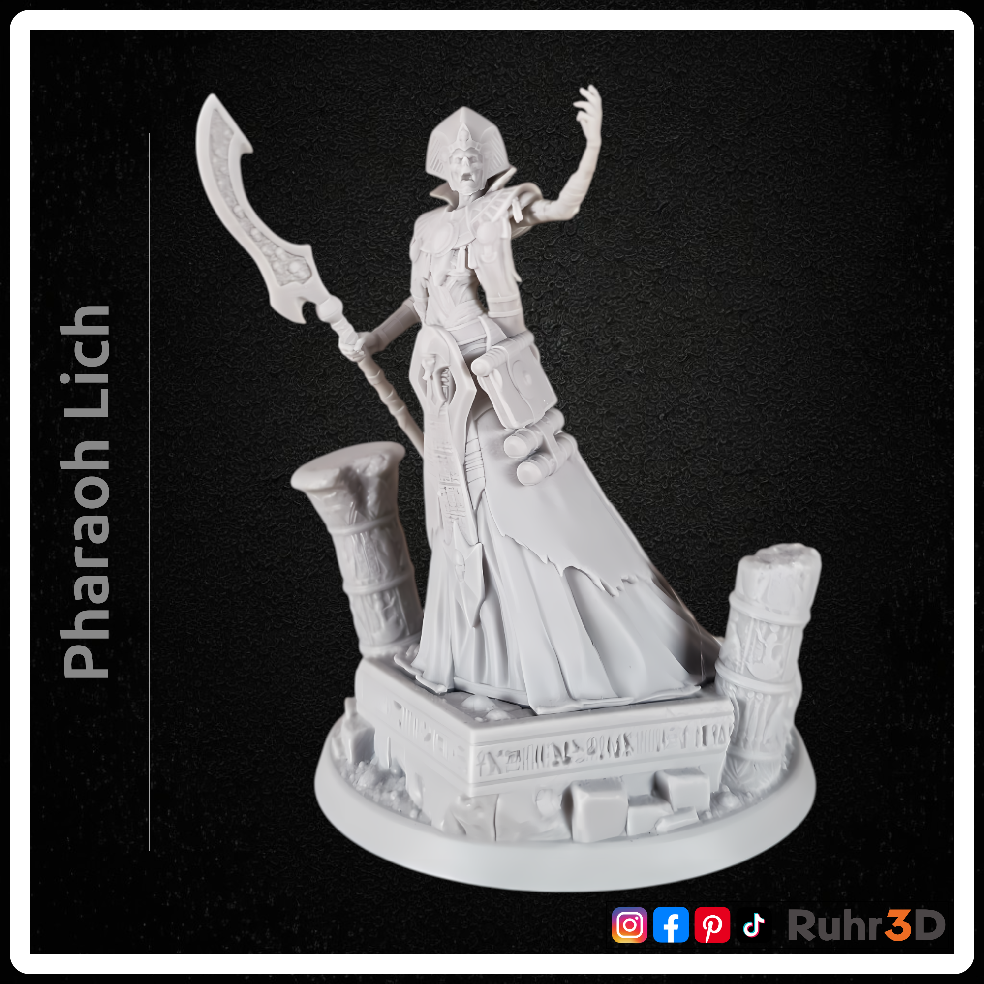 Pharaoh Lich - Sands of Time • 32mm • Tabletop • RPG • Miniatur • Unbemalte Kunstharzfigur •