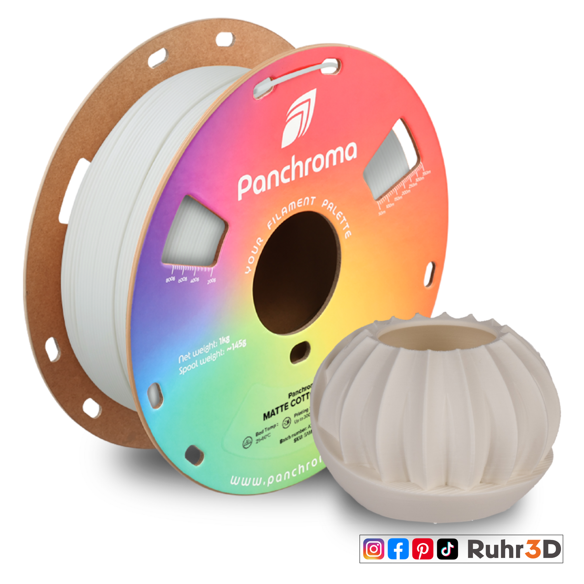 PLA Matt - Cotton White - 1,75mm / 1,0kg