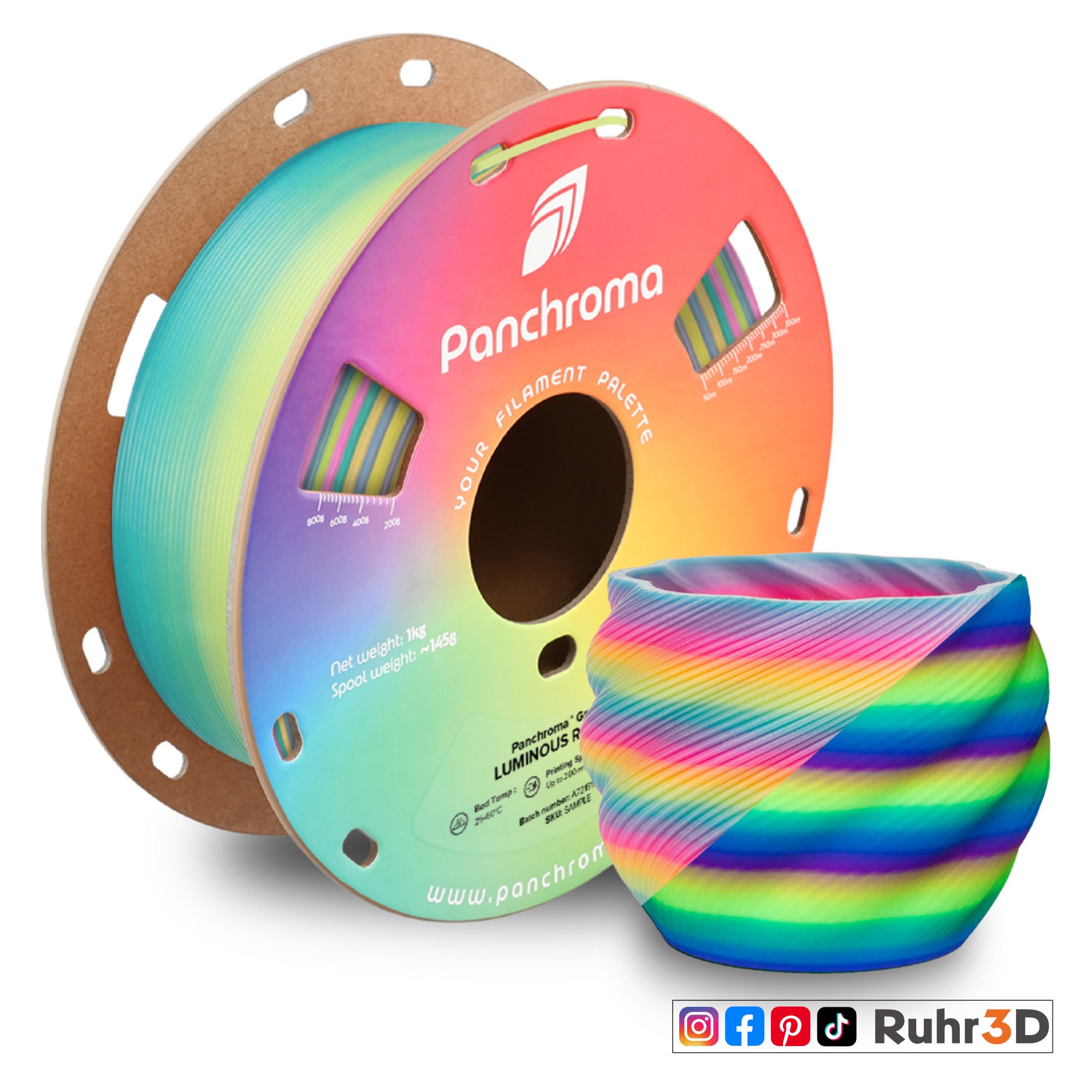 PLA Gradient - Luminous Rainbow - 1,75mm / 1,0kg