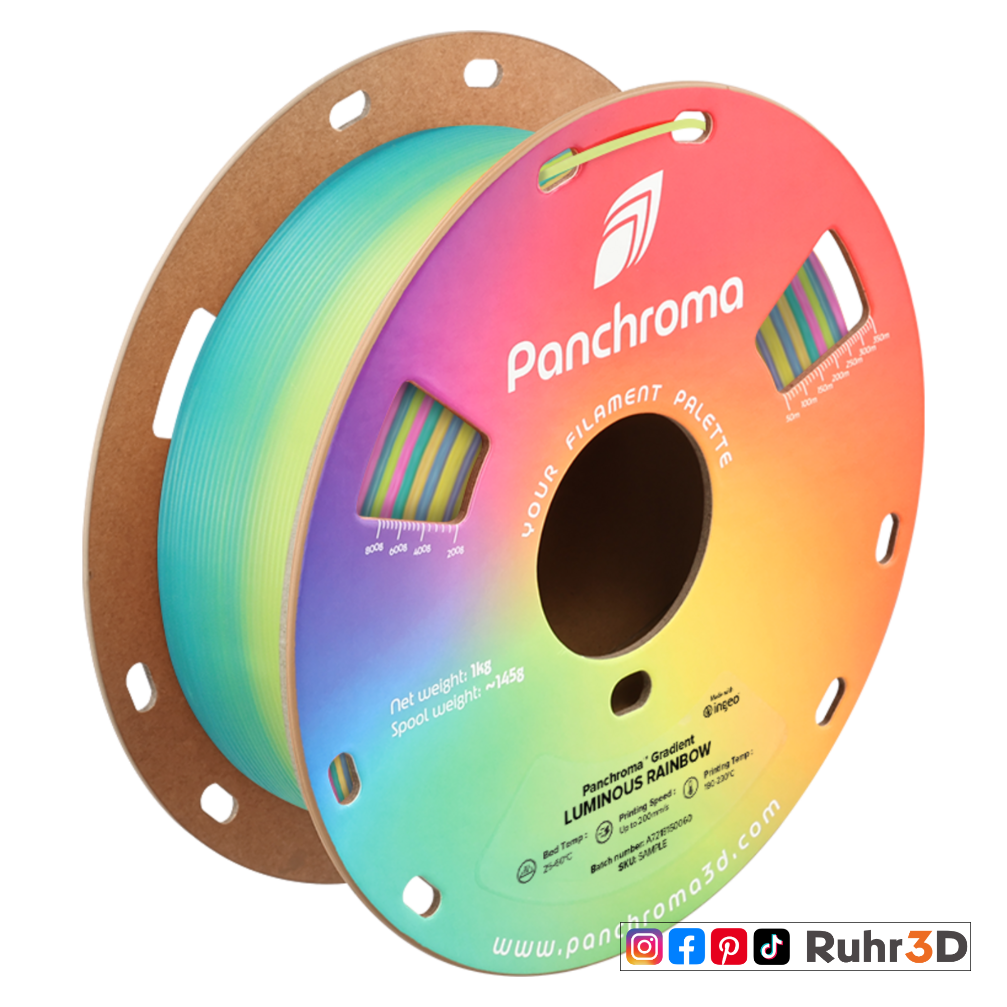 PLA Gradient - Luminous Rainbow - 1,75mm / 1,0kg