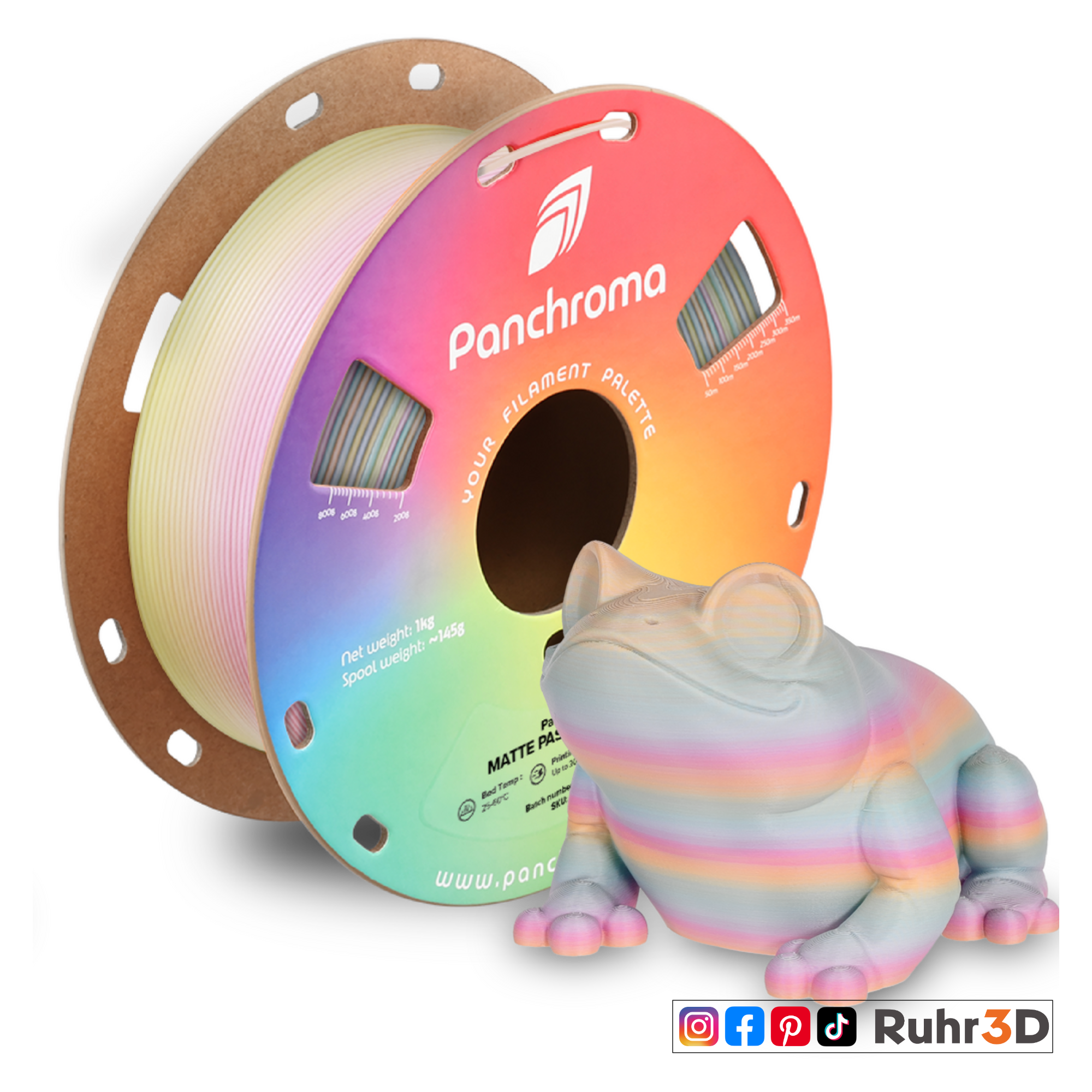 PLA Gradient - Matte Pastel Rainbow - 1,75mm / 1,0kg