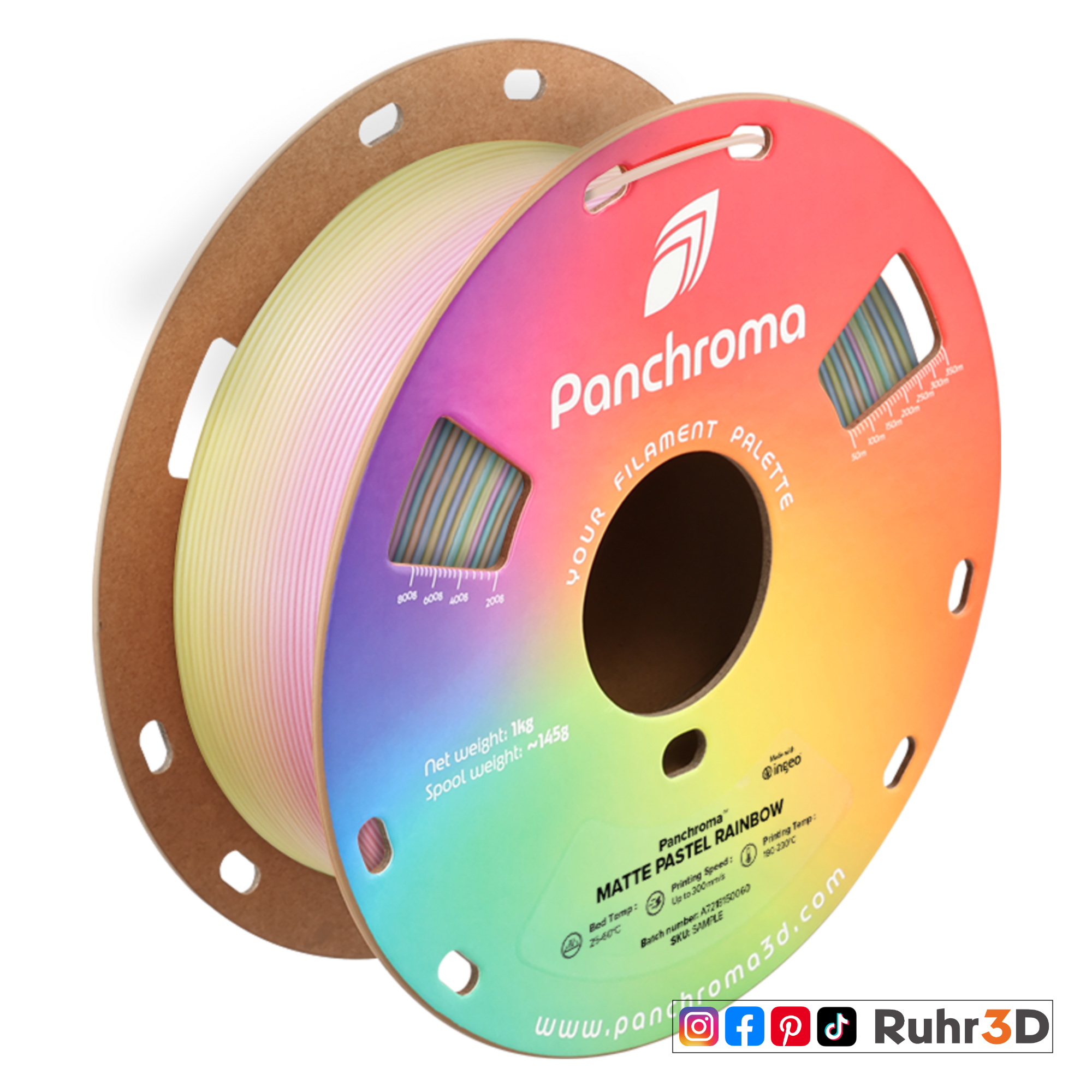 PLA Gradient - Matte Pastel Rainbow - 1,75mm / 1,0kg