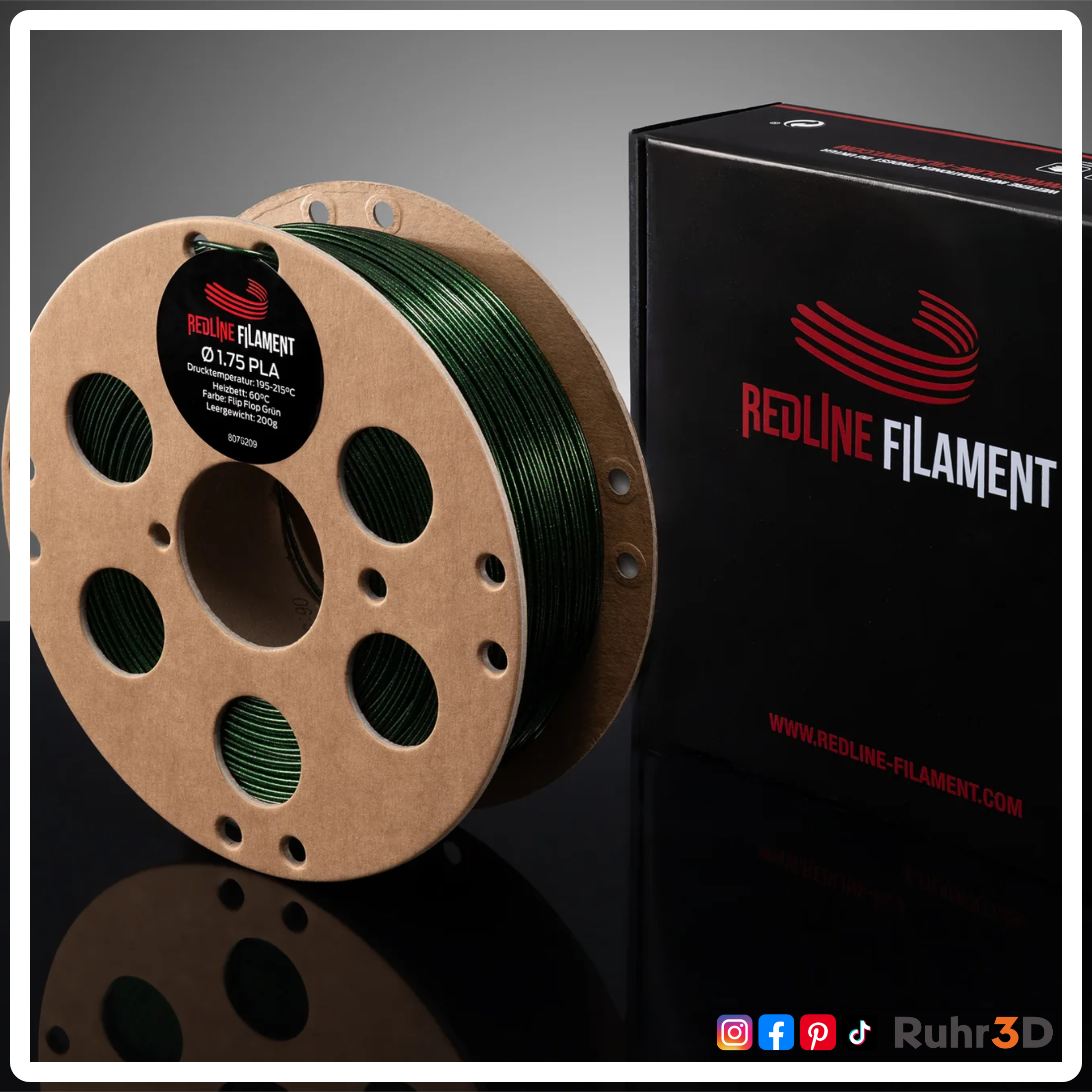 PLA Glitzer - Flip Flop Grün - 1,75mm / 1,0kg