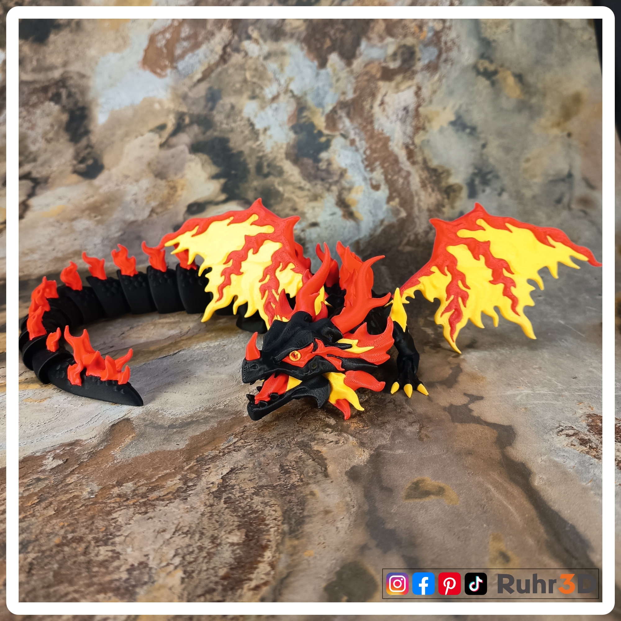 Scorchwing Tyrant - Flammenflügel Tyrann - 3-farbig • Beweglicher Drache • Flexibel • Dekoration •