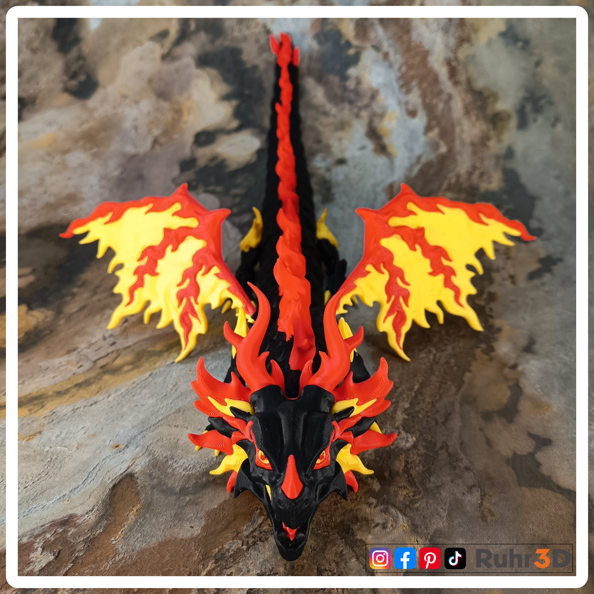 Scorchwing Tyrant - Flammenflügel Tyrann - 3-farbig • Beweglicher Drache • Flexibel • Dekoration •