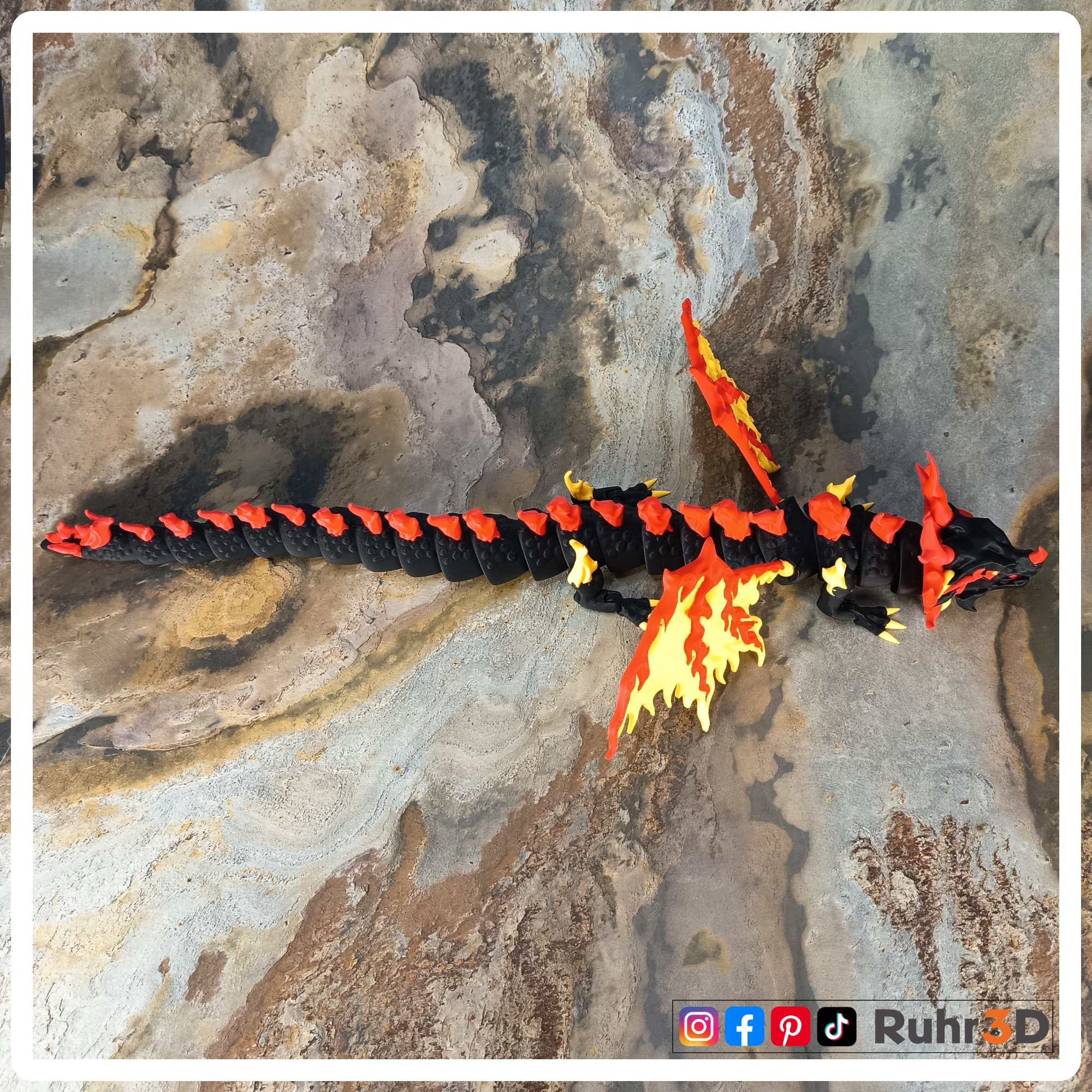 Scorchwing Tyrant - Flammenflügel Tyrann - 3-farbig • Beweglicher Drache • Flexibel • Dekoration •