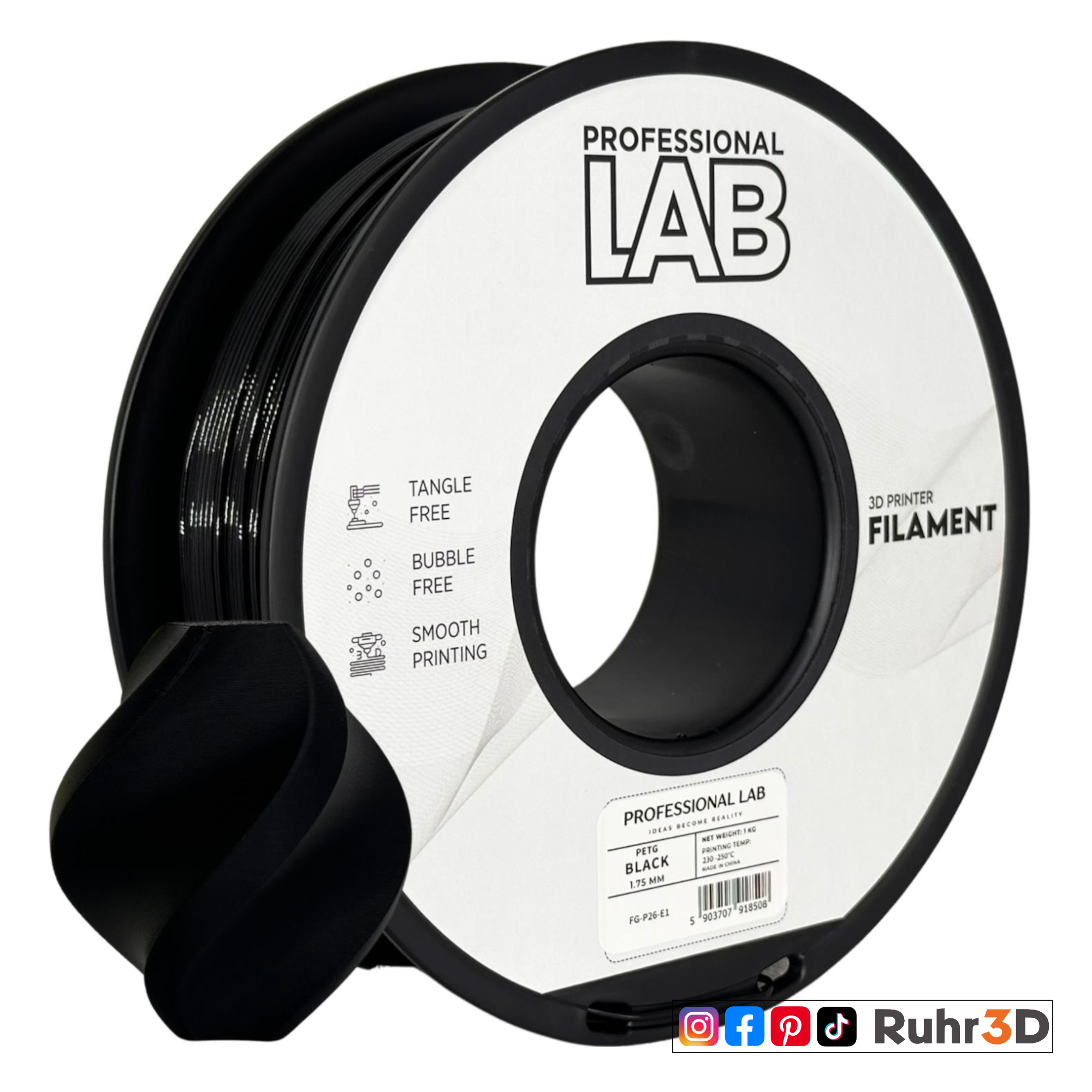 PETG Prof. Lab - Black - 1,75mm / 1,0kg