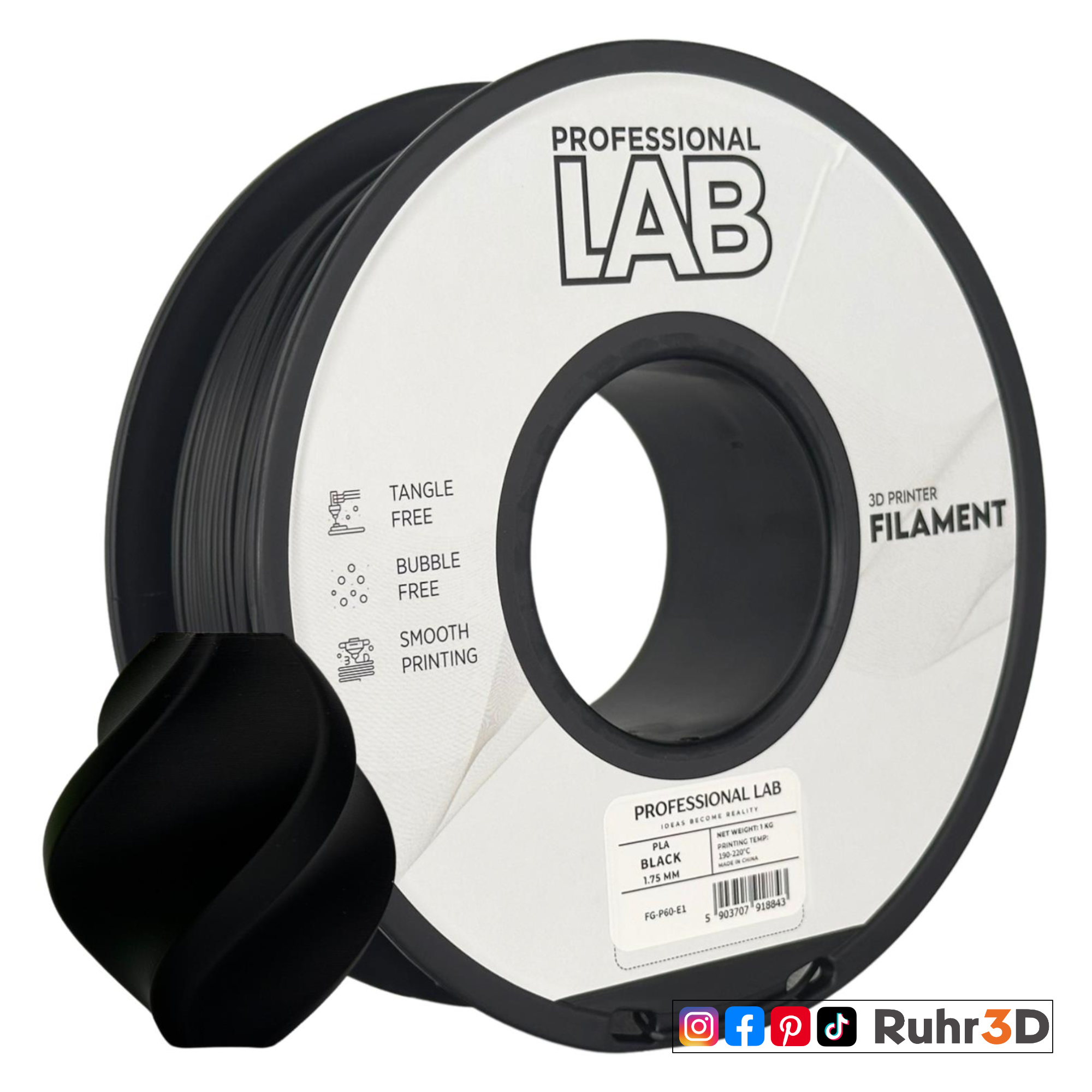 PLA - Black - 1,75mm / 1,0kg