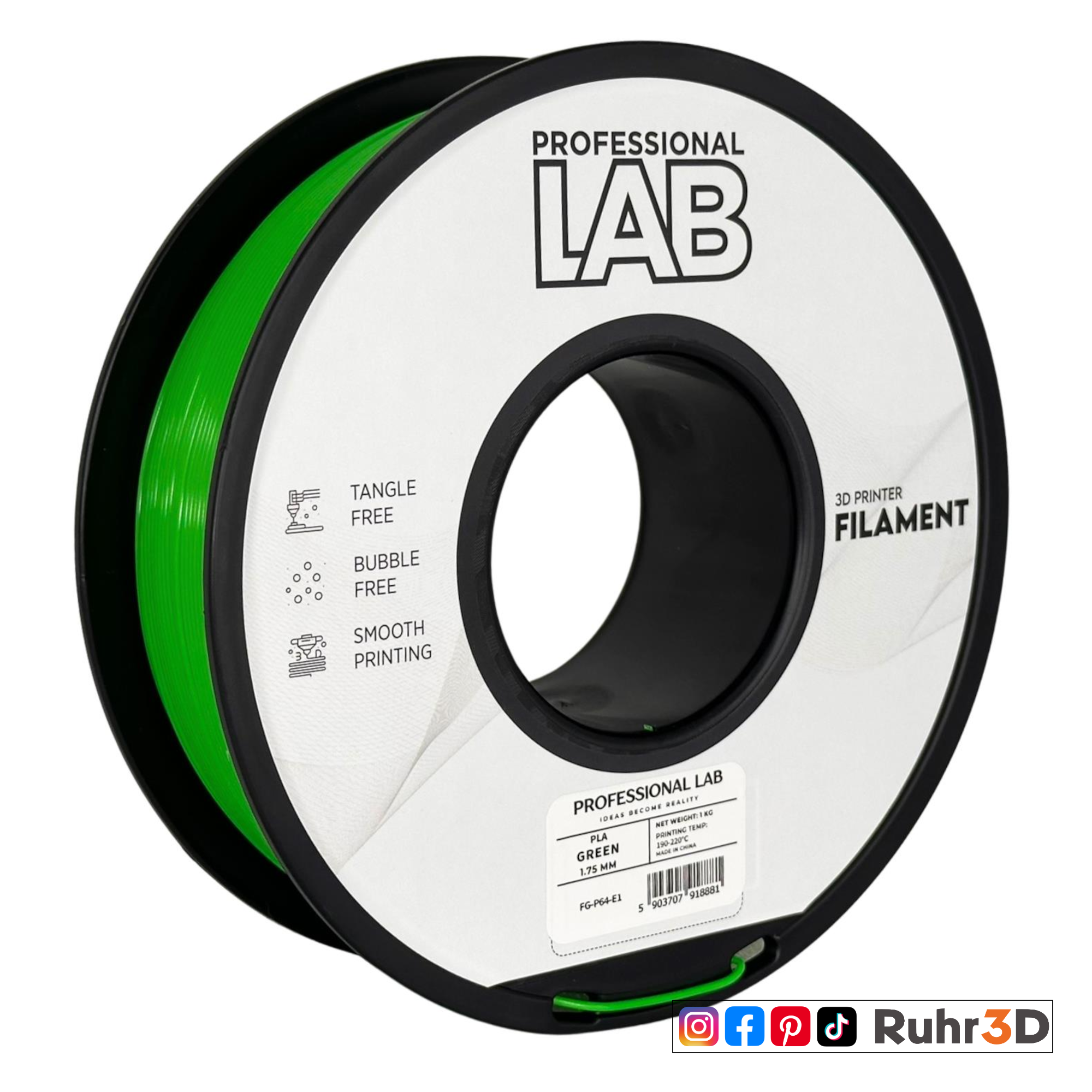 PLA Prof. Lab - Green - 1,75mm / 1,0kg