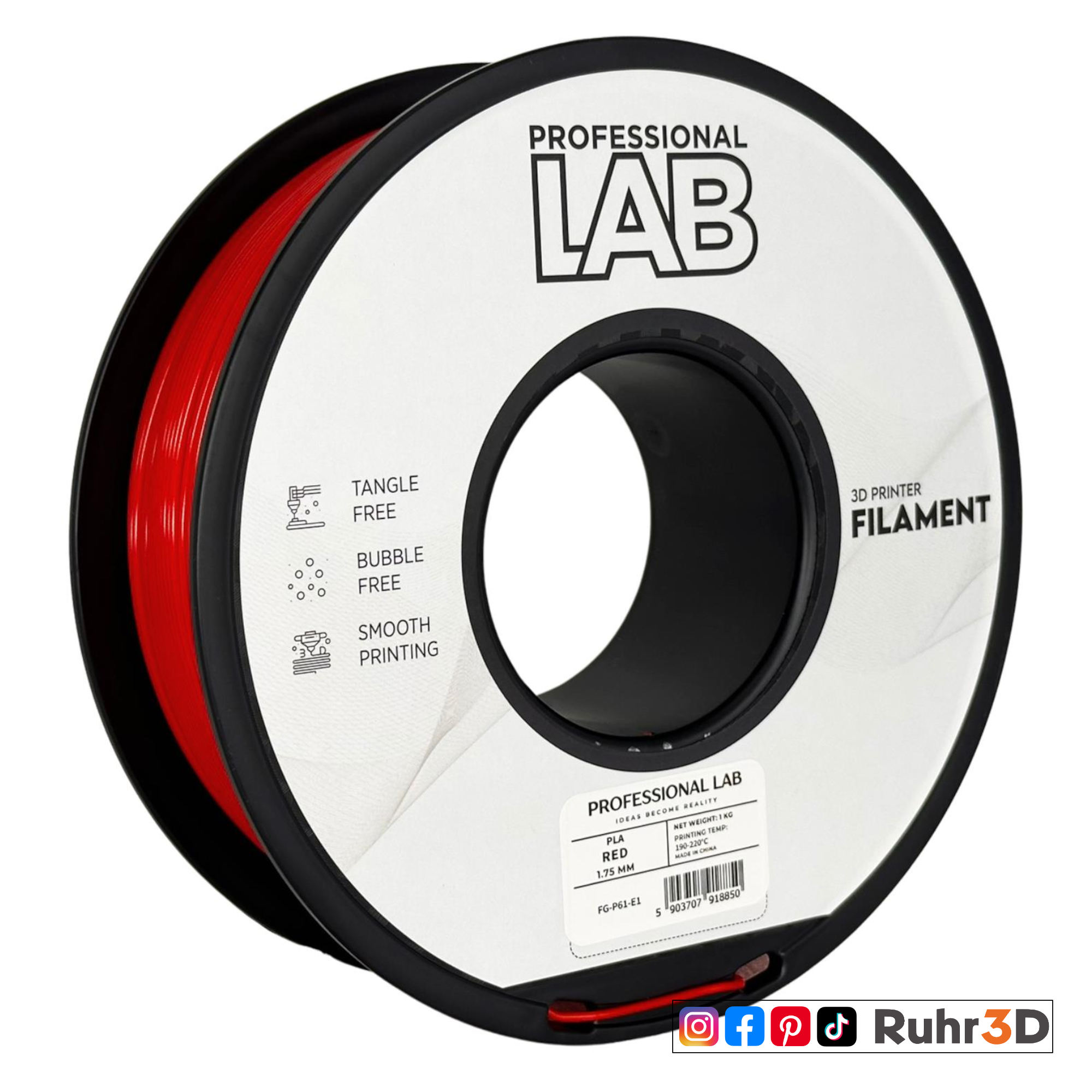 PLA Prof. Lab - Red - 1,75mm / 1,0kg
