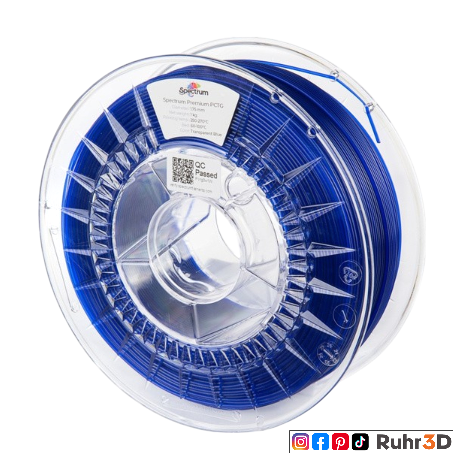 PCTG Transparent - Blue - 1,75mm / 1,0kg
