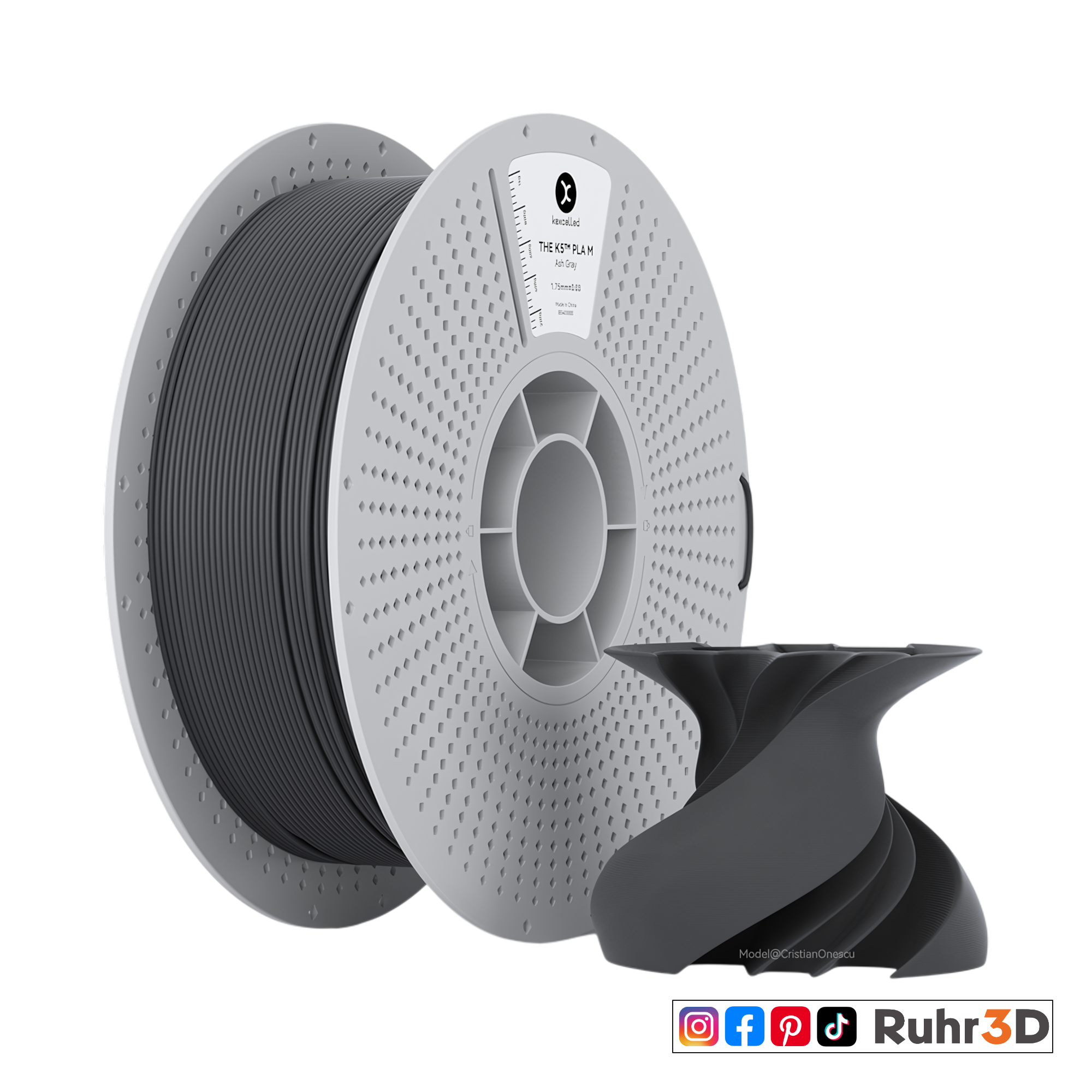 PLA Matt - Ash Gray - 1,75mm / 1,0kg