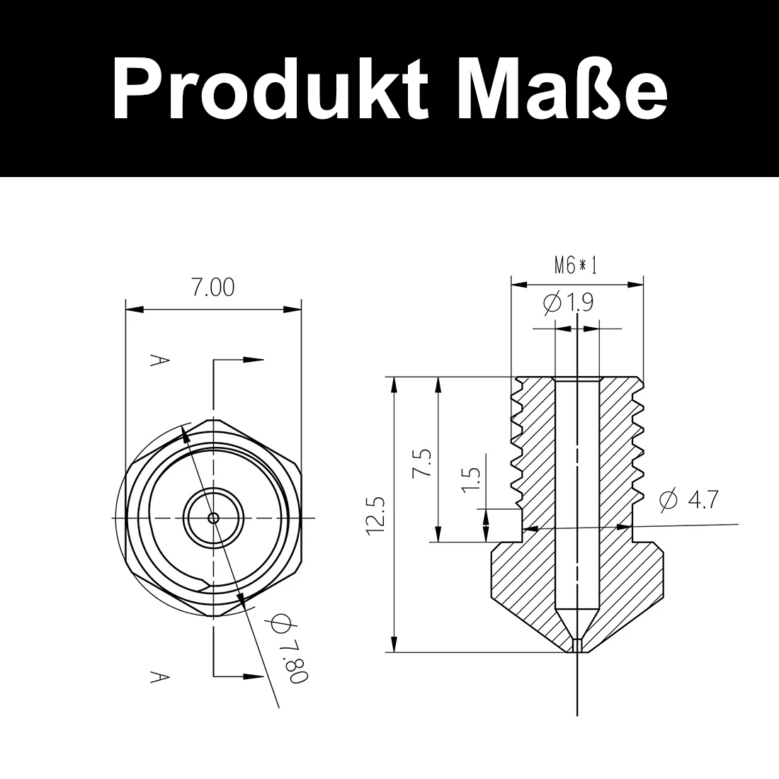 Kupfer-Chrom-Zirkon Düsen - Ø 0,25mm bis 0,80mm