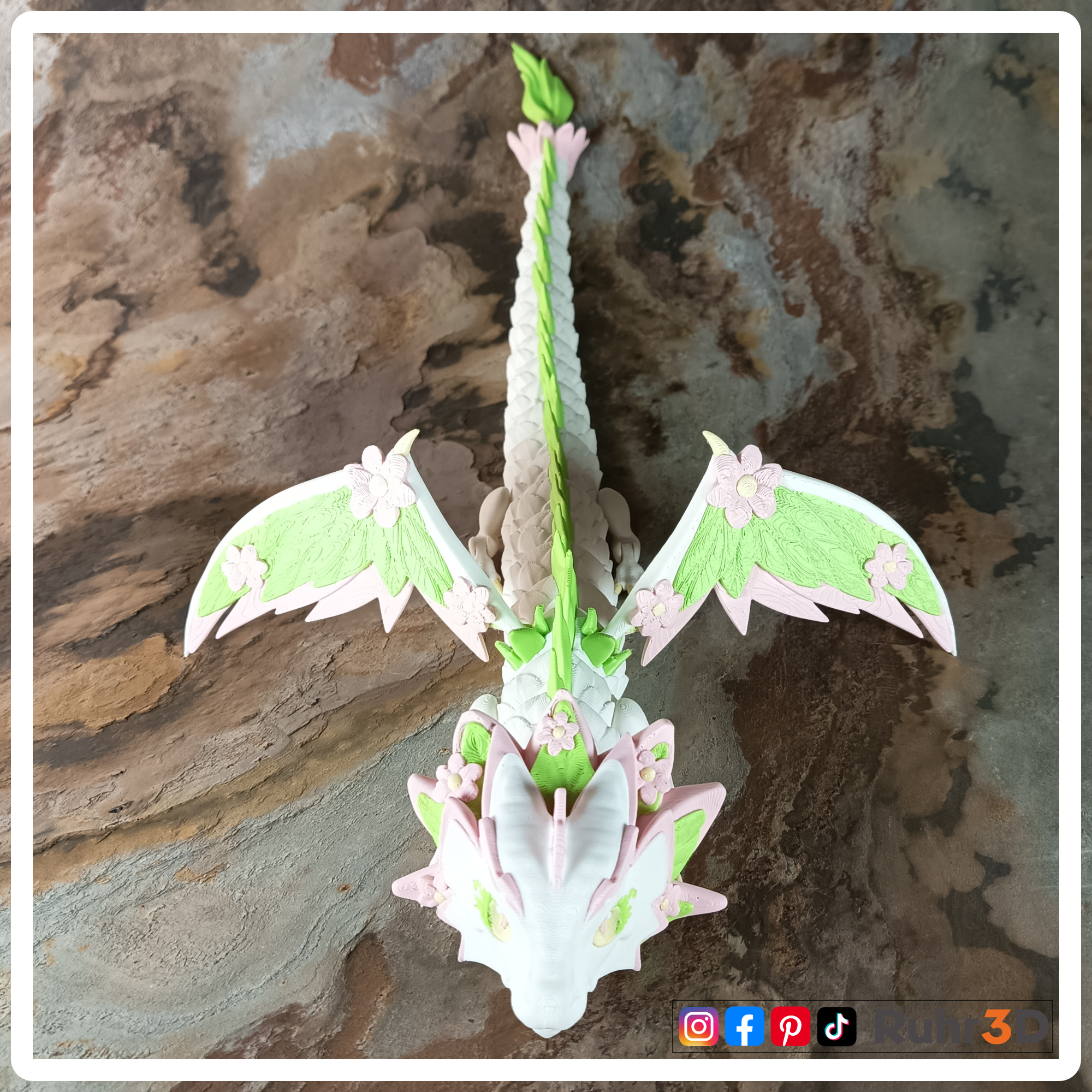 Floral Empress - Kaiserin der Blüten - 4-farbig • Beweglicher Drache • Flexibel • Dekoration •