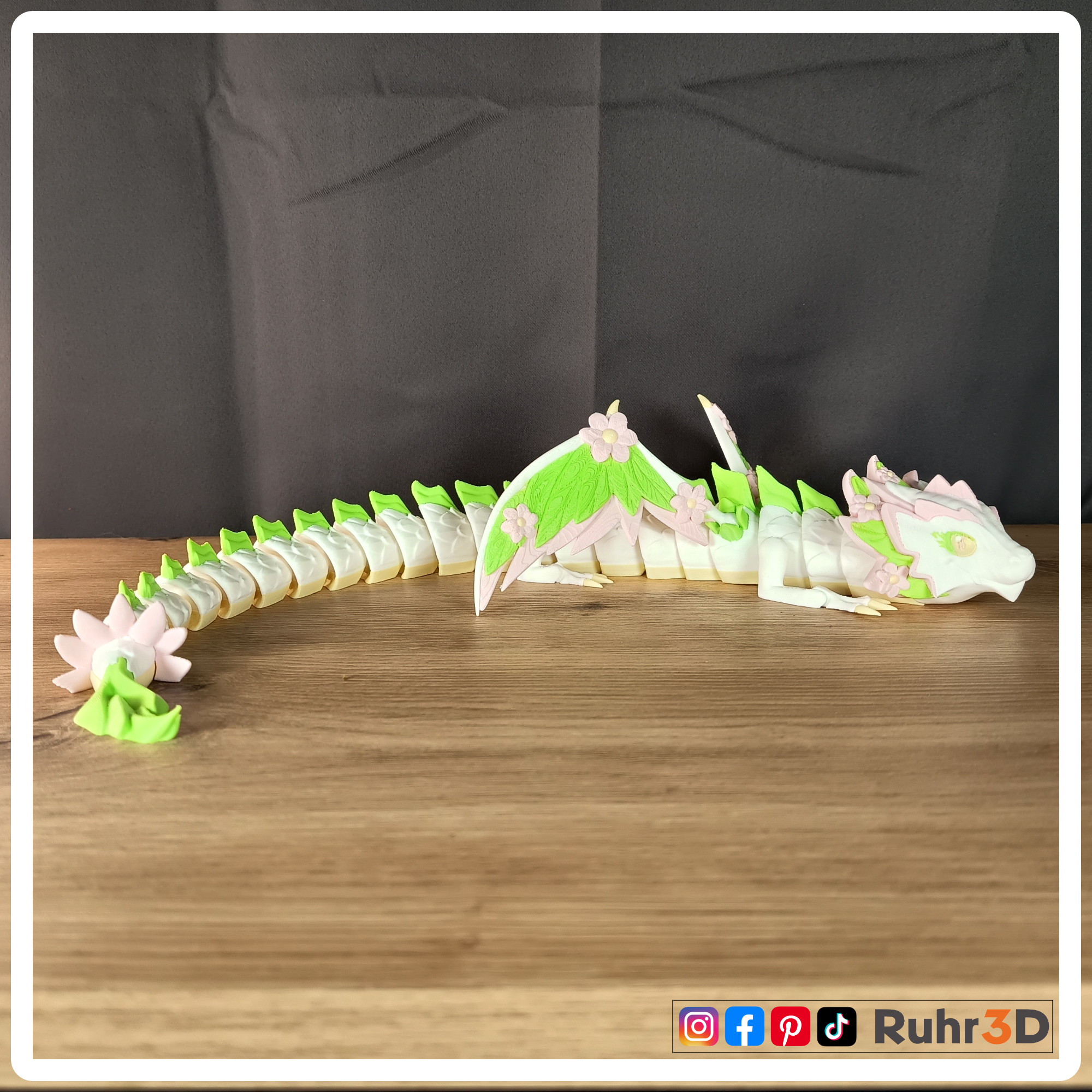 Floral Empress - Kaiserin der Blüten - 4-farbig • Beweglicher Drache • Flexibel • Dekoration •