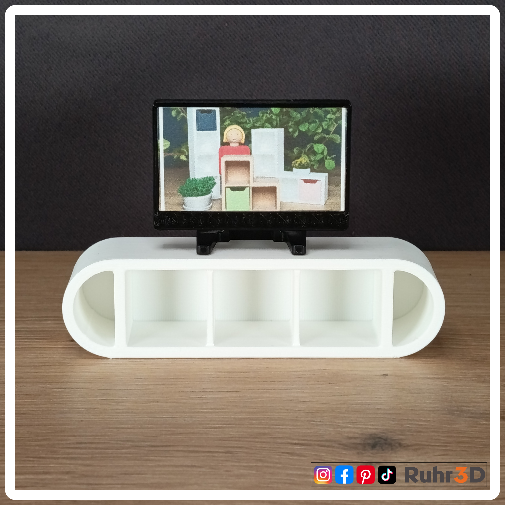 Miniatur Fernsehregal - Modell A • Wichtel, Fee, Puppenhaus, Miniverse, Fanart, Dekoration •