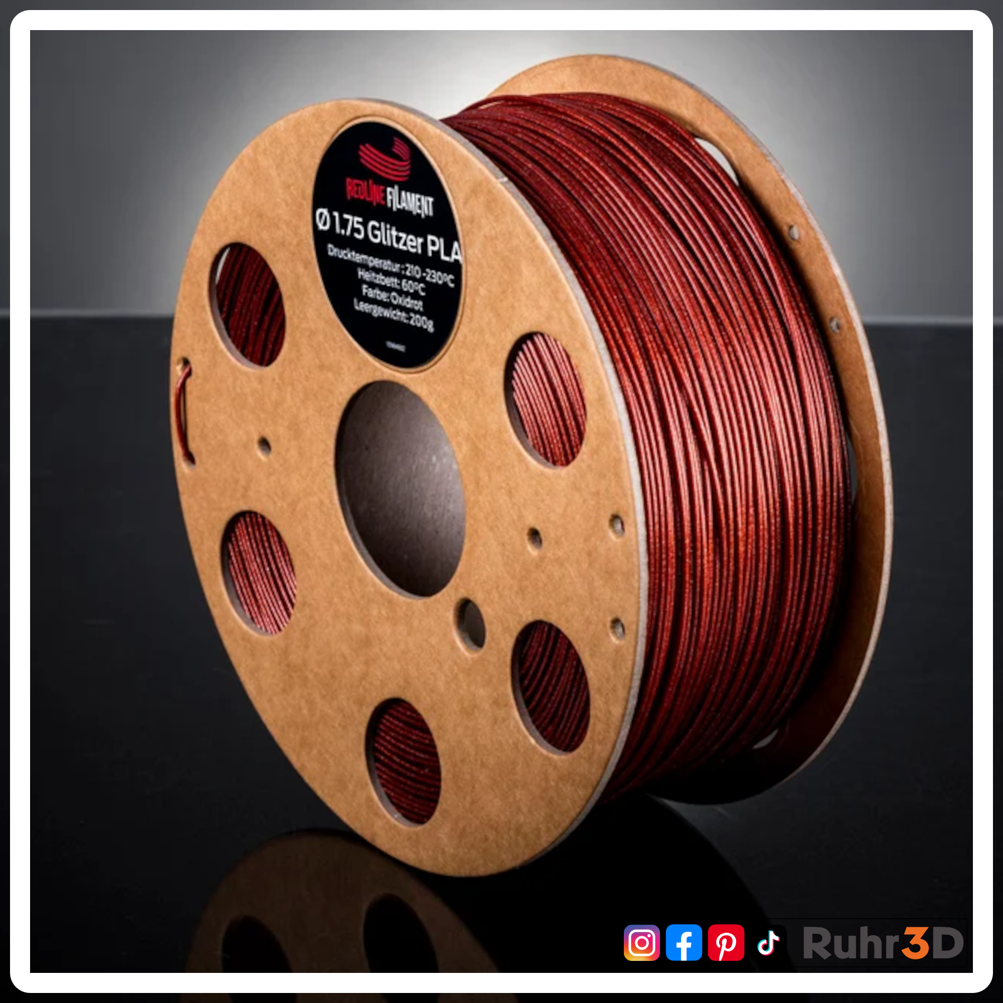 PLA Glitzer - Rotorange - 1,75mm / 1,0kg