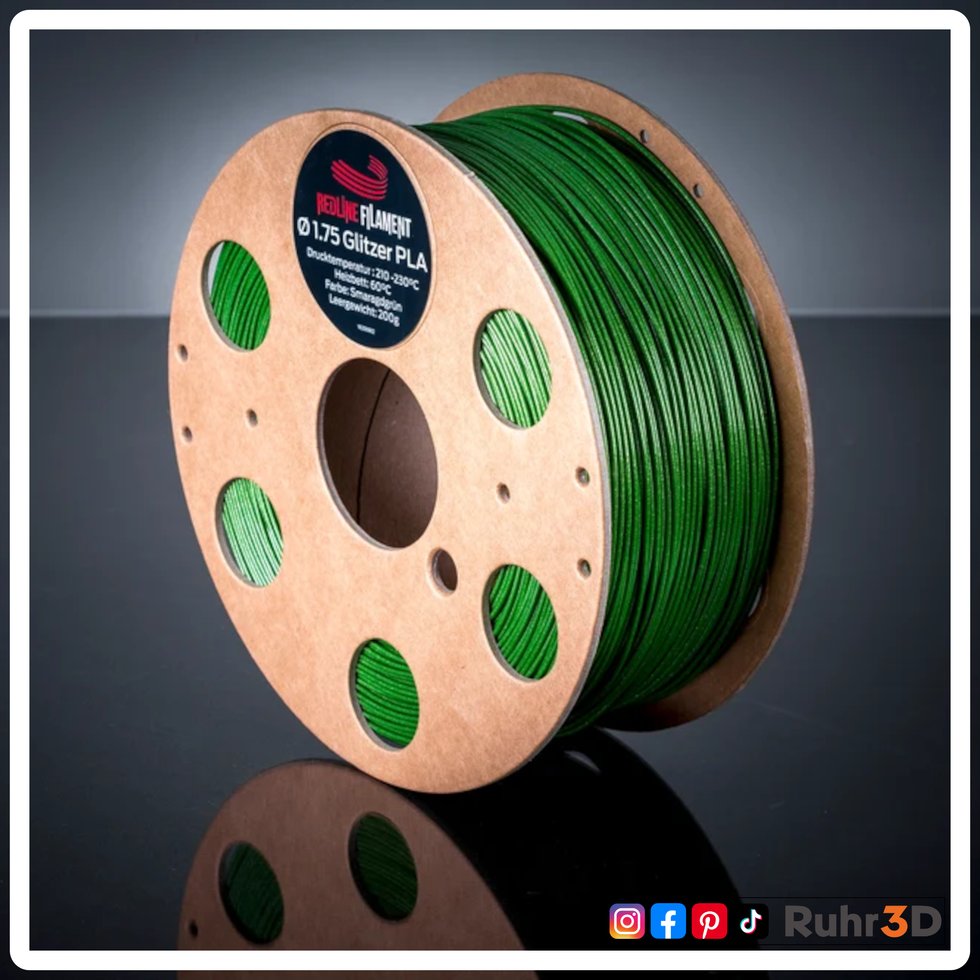 PLA Glitzer - Smaragdgrün - 1,75mm / 1,0kg