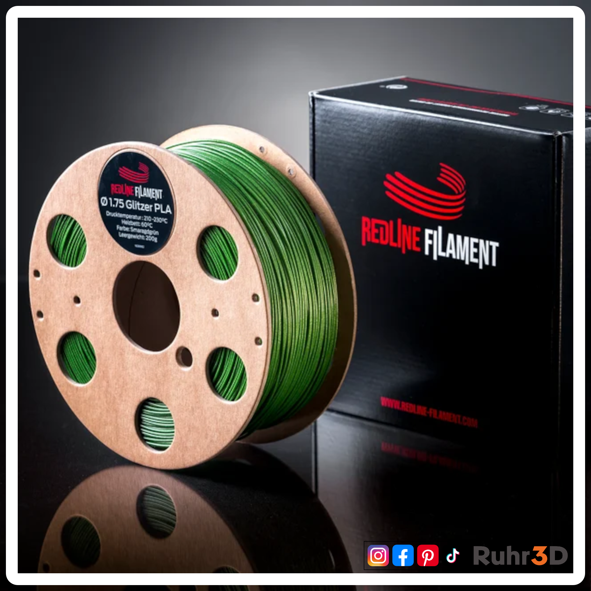 PLA Glitzer - Smaragdgrün - 1,75mm / 1,0kg