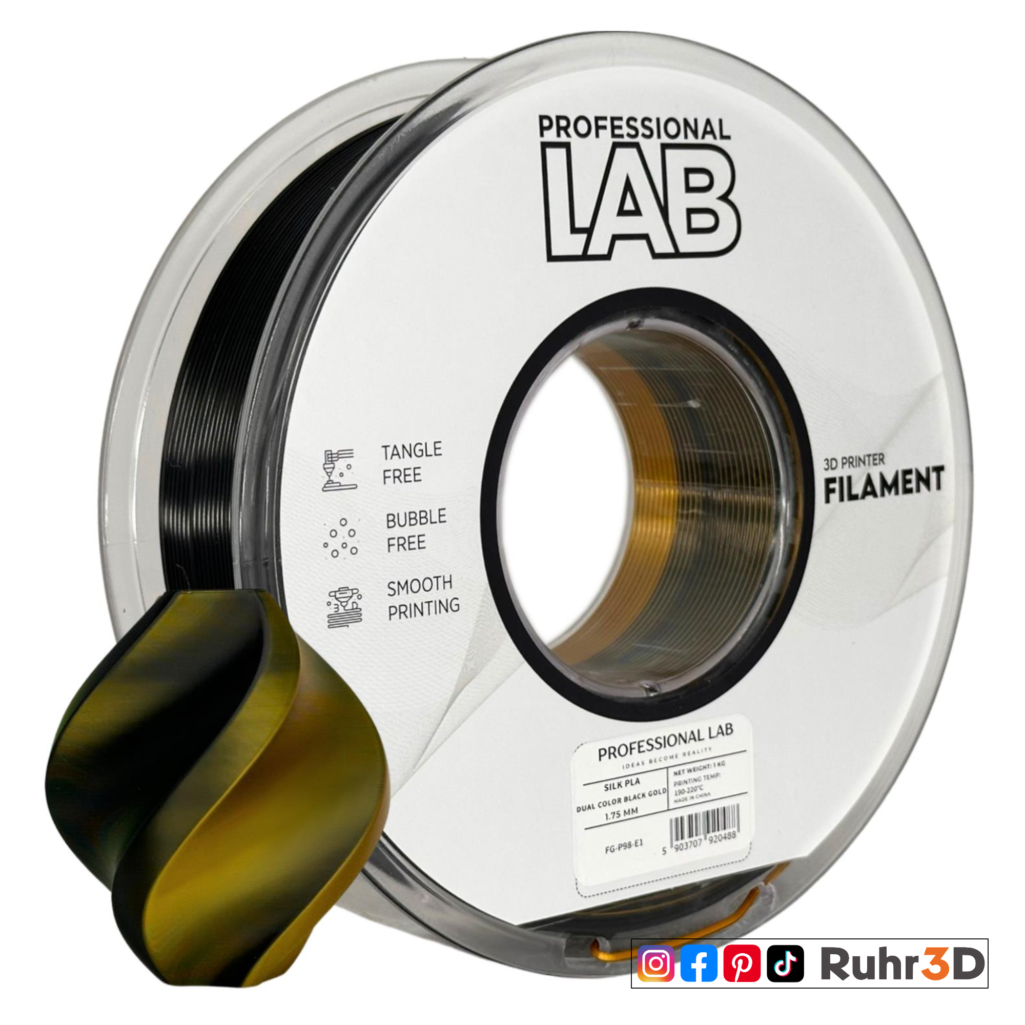 PLA Silk Dual Color - Black Gold - 1,75mm / 1,0kg