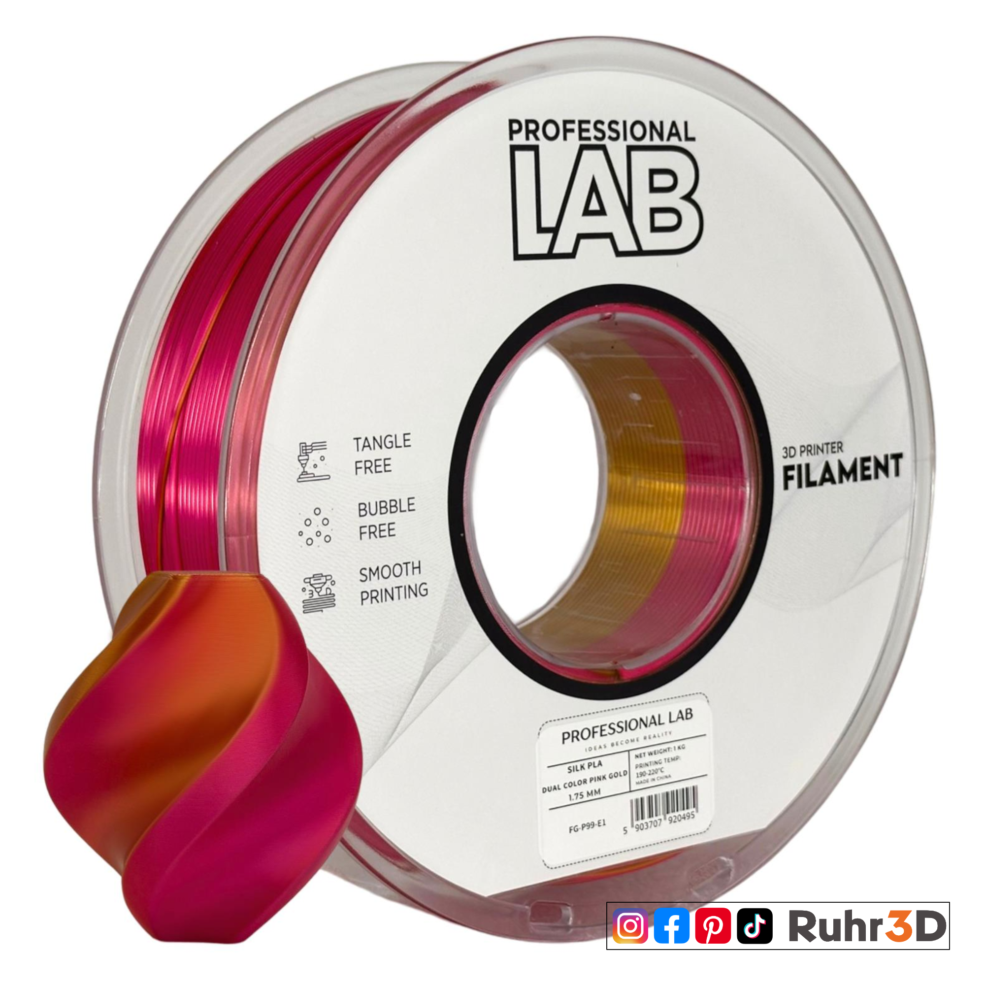 PLA Silk Dual Color - Pink Gold - 1,75mm / 1,0kg