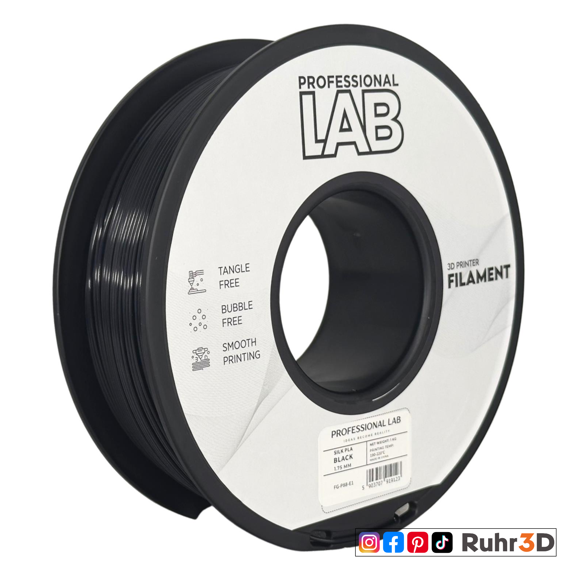 PLA Silk - Black - 1,75mm / 1,0kg