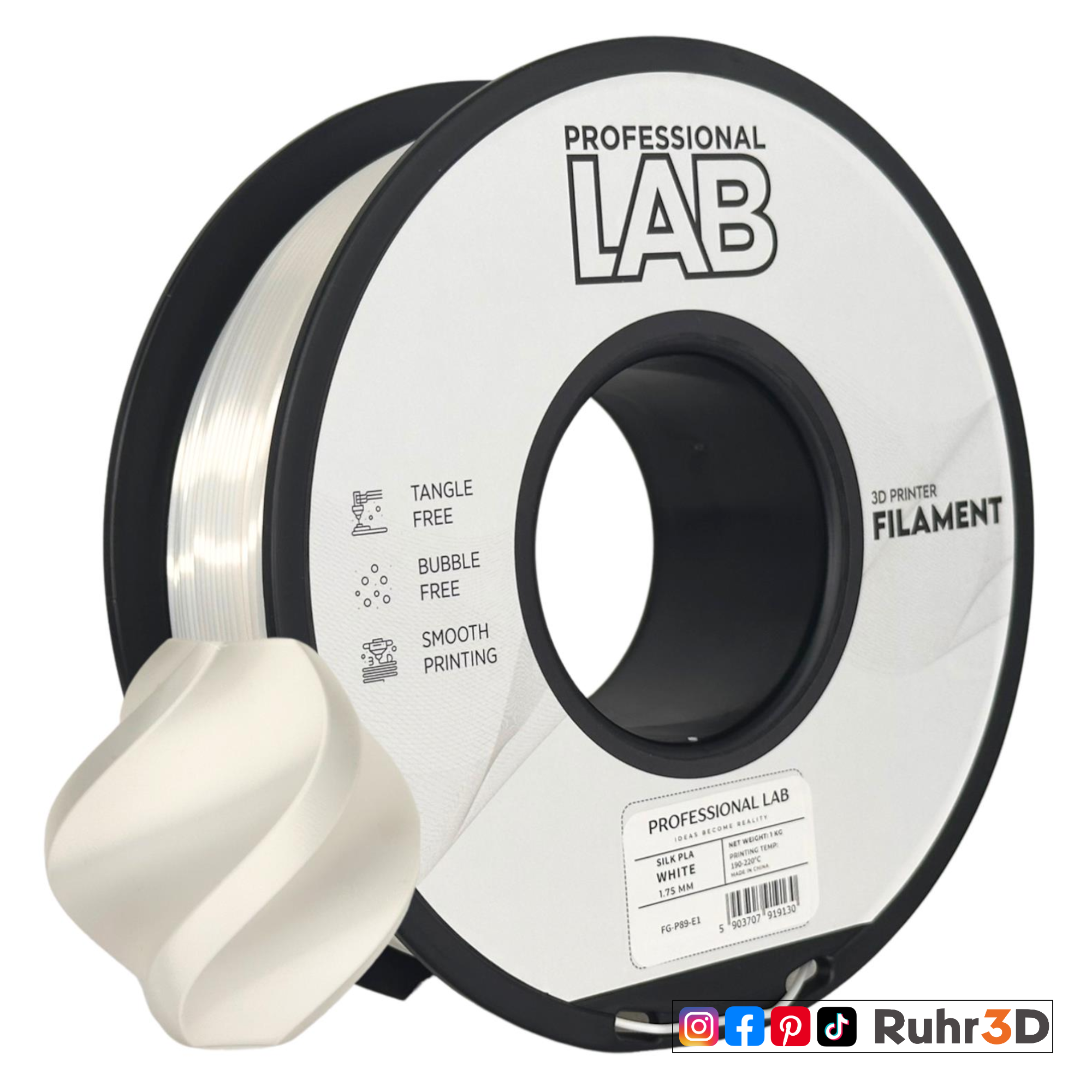 PLA Silk - White - 1,75mm / 1,0kg
