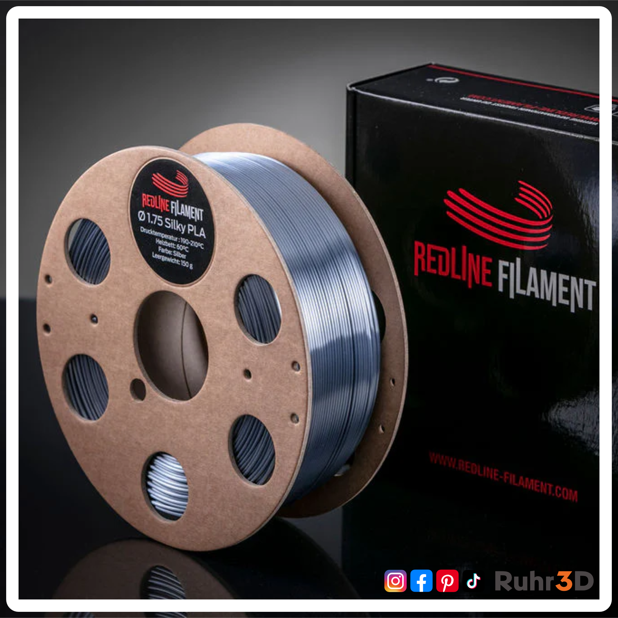 PLA Silk - Silber - 1,75mm / 1,0kg