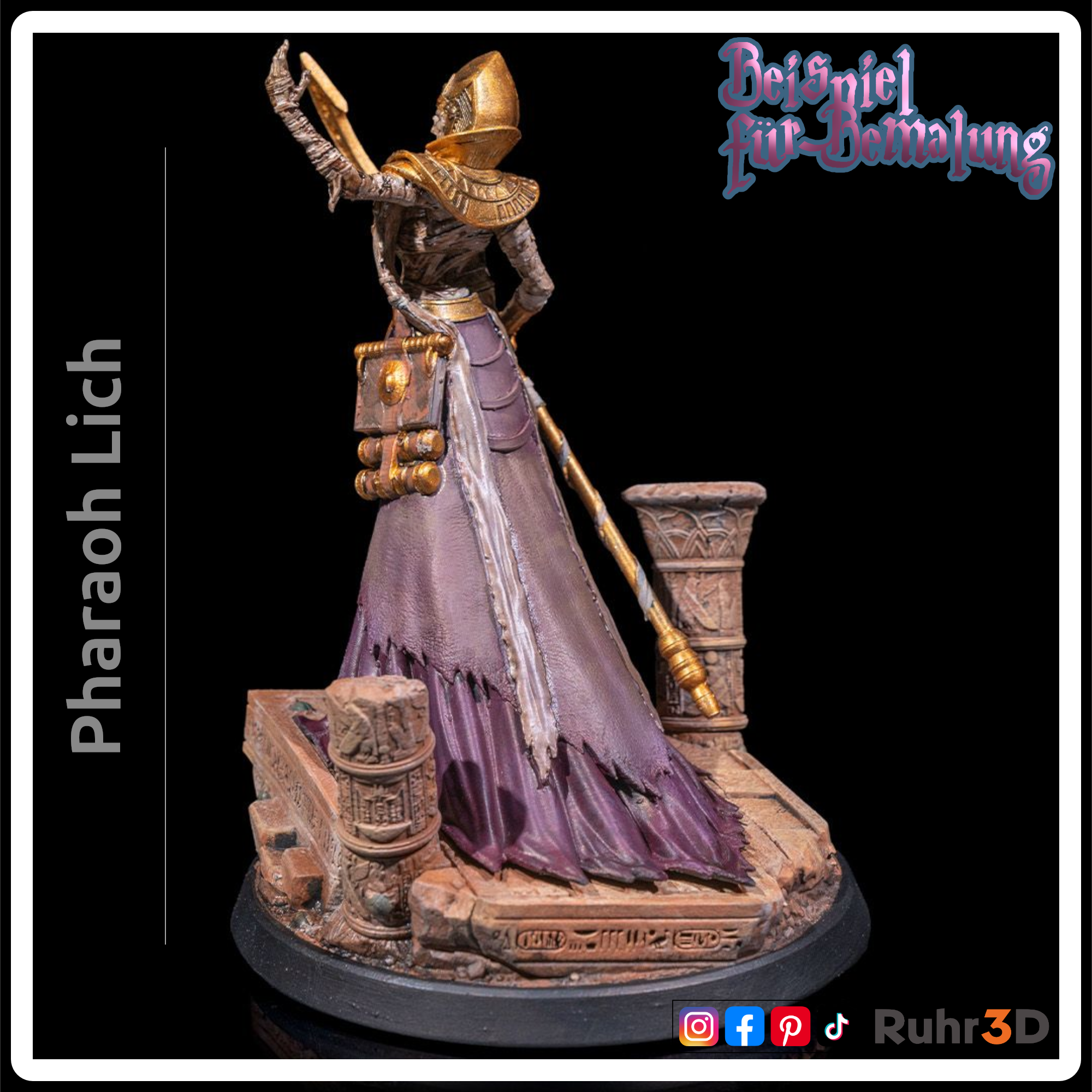 Pharaoh Lich - Sands of Time • 32mm • Tabletop • RPG • Miniatur • Unbemalte Kunstharzfigur •