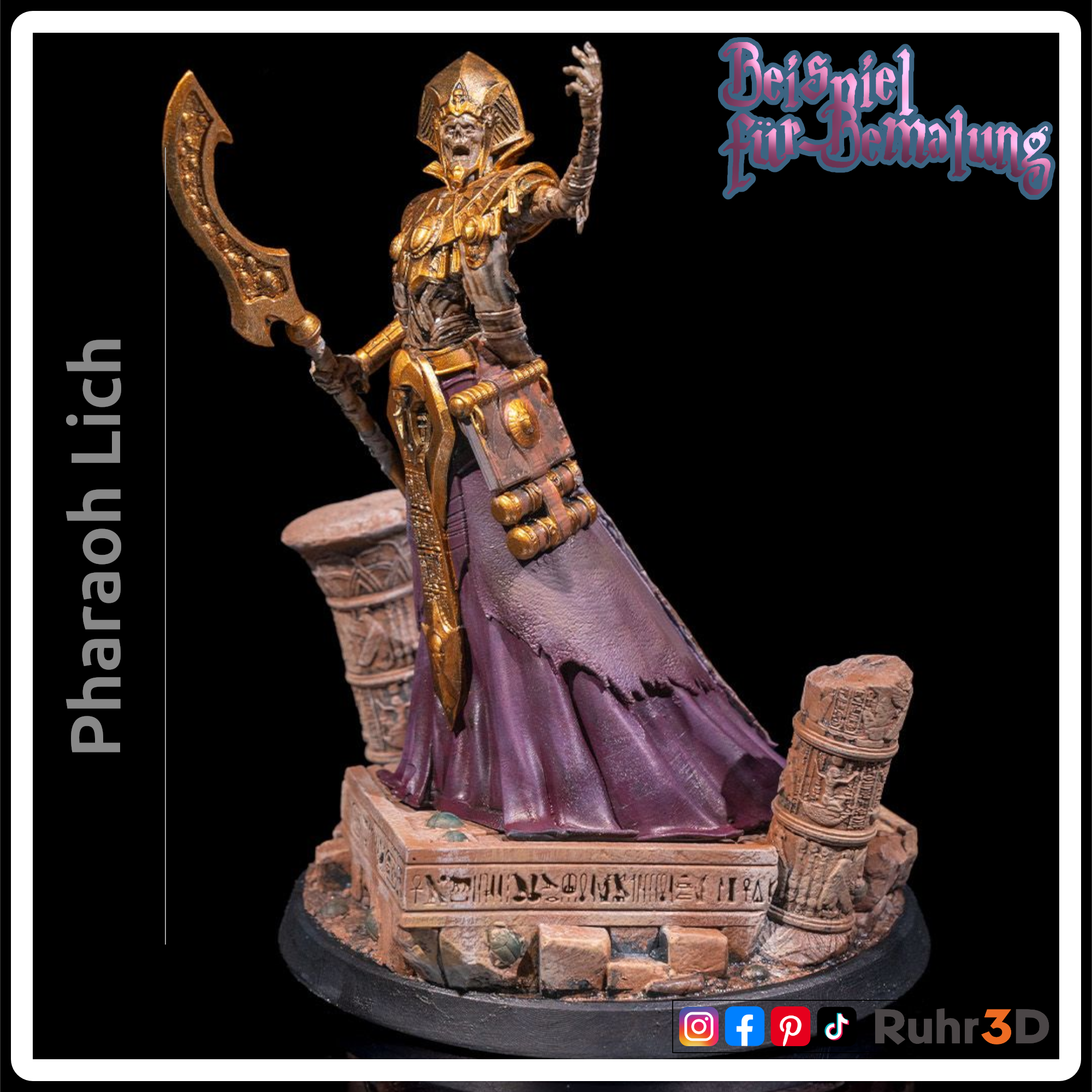 Pharaoh Lich - Sands of Time • 32mm • Tabletop • RPG • Miniatur • Unbemalte Kunstharzfigur •